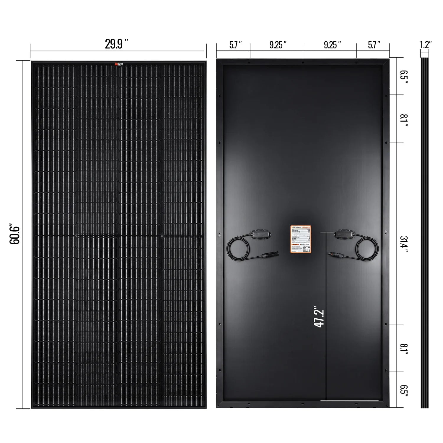 Rich Solar MEGA 250 PRO 250W Monocrystalline Solar Panel - UL Certified, High Efficiency Black Solar Panel for RV, Boat & Off-Grid Power