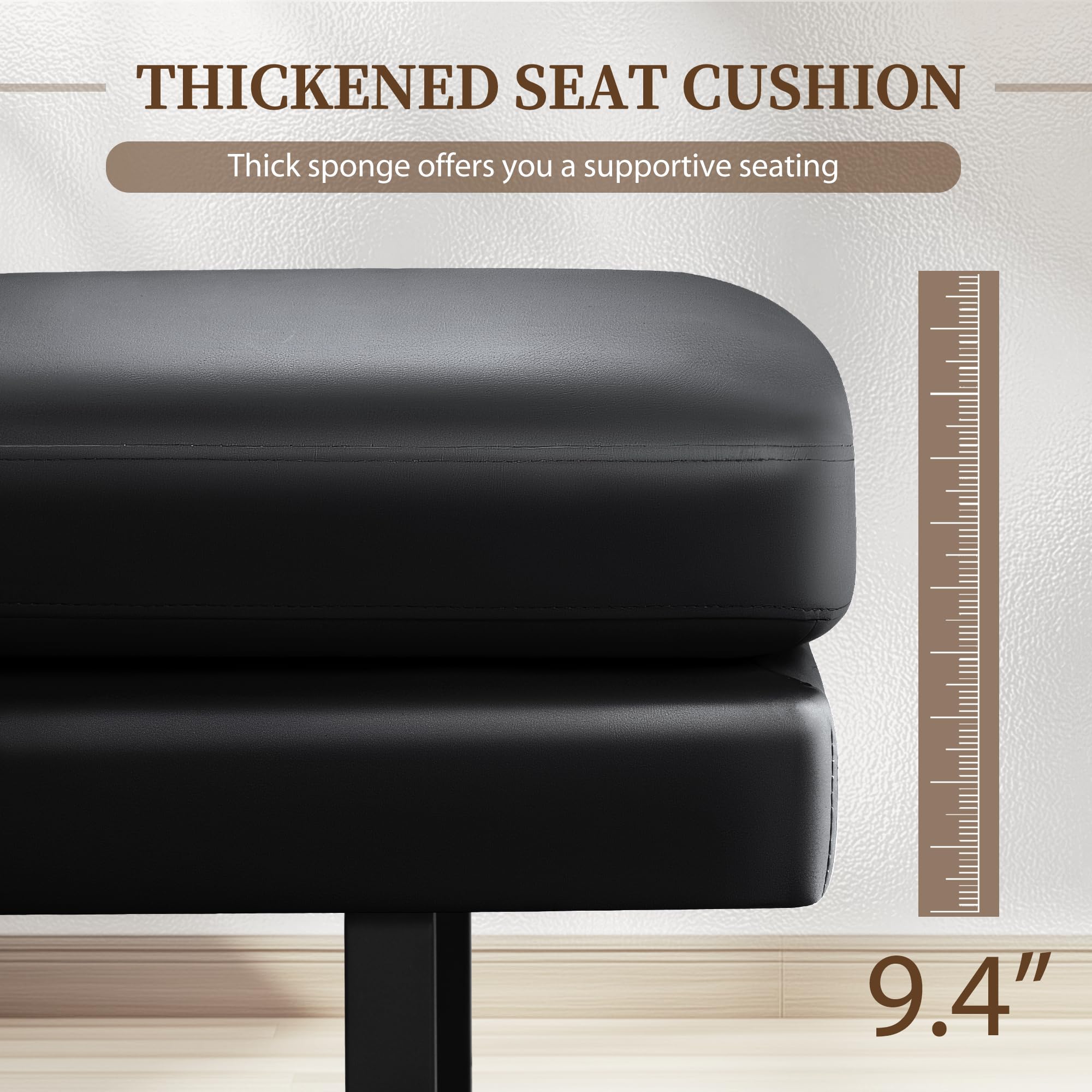 3-Seat Faux Leather Waiting Room Bench - Upholstered Office Reception Chair for Salon, Lobby, Conference Room & Shop - Durable Guest Seating Solution (Black) | Perfect for Clinics, Hotels & Commercial Spaces