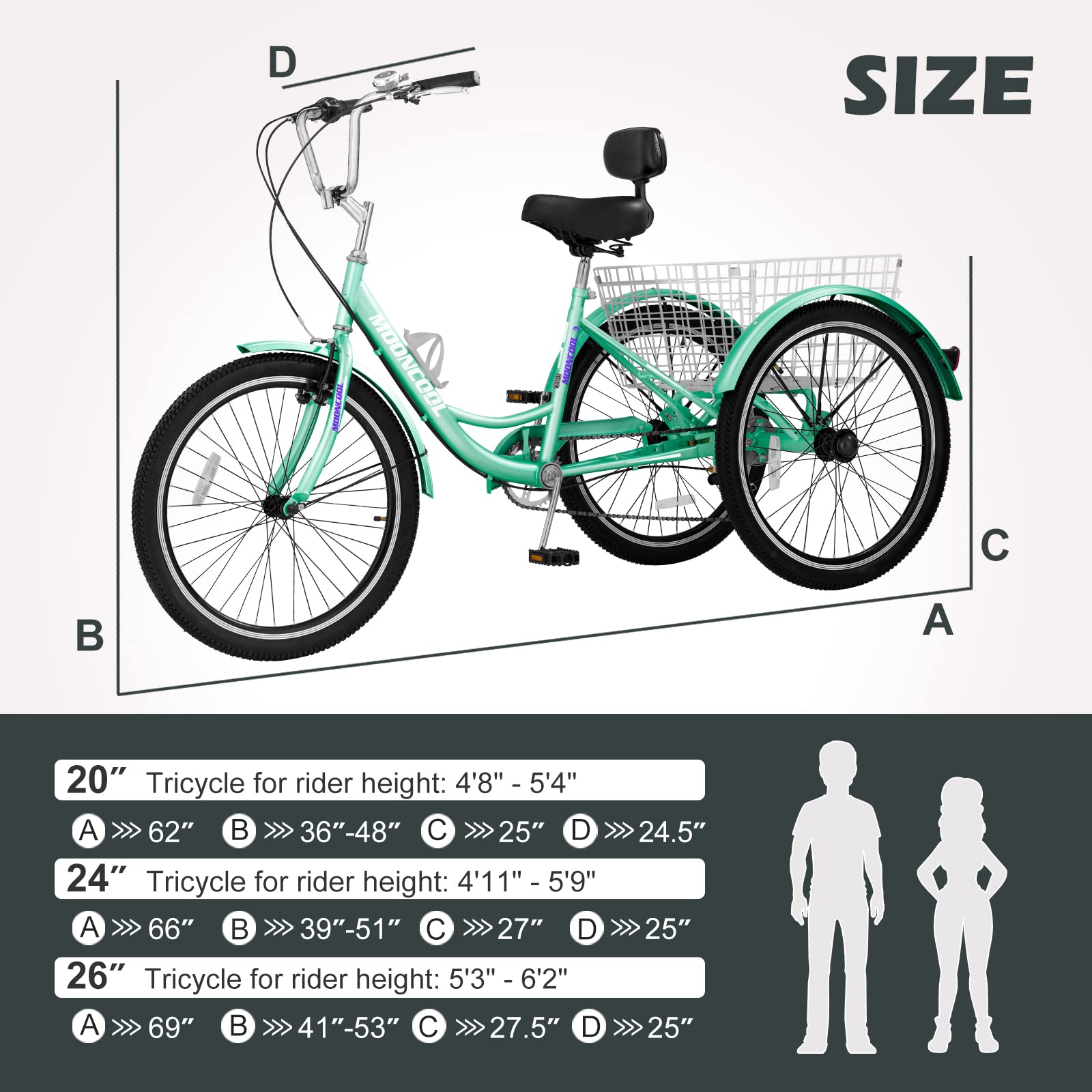 ABORON Adult Tricycle Bike 20