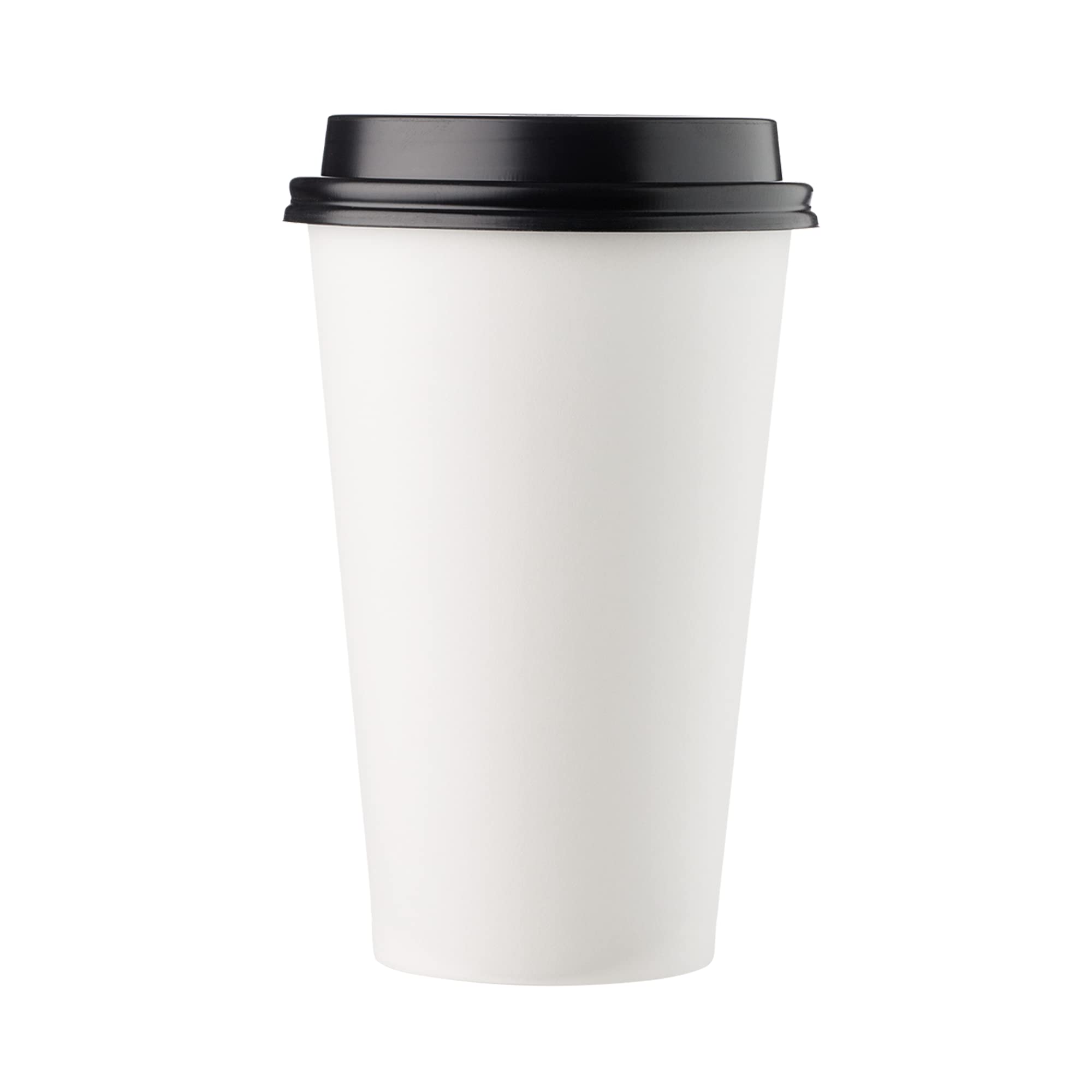 1000 Pack 16 oz White Disposable Paper Cups with Black Lids - Hot & Cold Drink Cups for Coffee, Tea, Cocoa, Latte - Perfect for Cafes, Offices, Parties, and Events