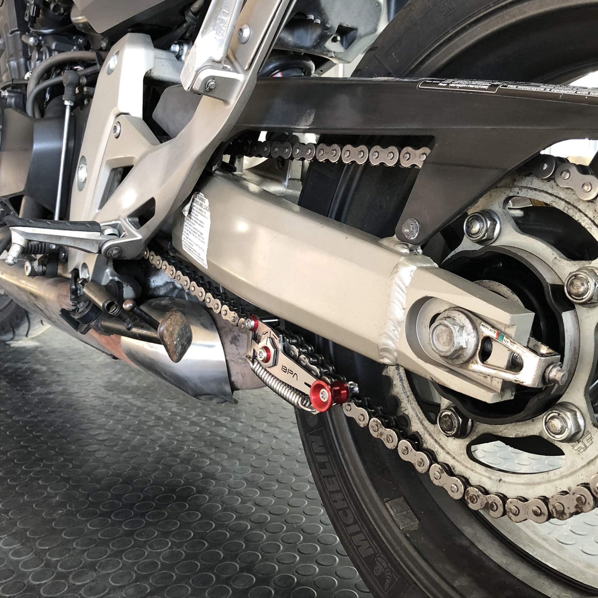 BPA-RACING Motorcycle Chain Slack Adjuster Tool - Quick & Precise Chain Tensioning Tool for Dirt Bikes, Cruisers & Sport Bikes - Red Chain Slack Setter for Easy DIY Maintenance & On-the-Go Adjustments