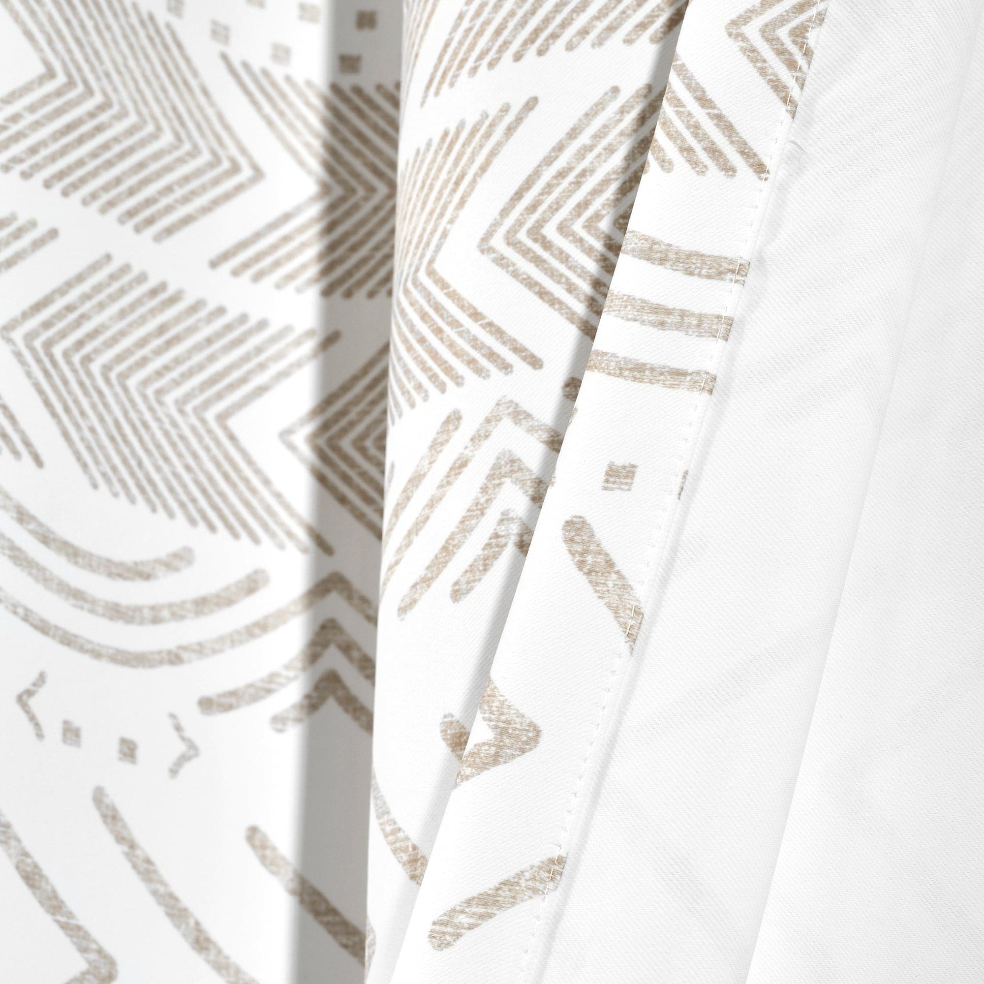 Hygge Geo Light Filtering Window Curtain Panel Set - Modern Geometric Pattern Sheer Drapes for Living Room, Bedroom & Nursery - Soft Sunlight & Privacy Solution