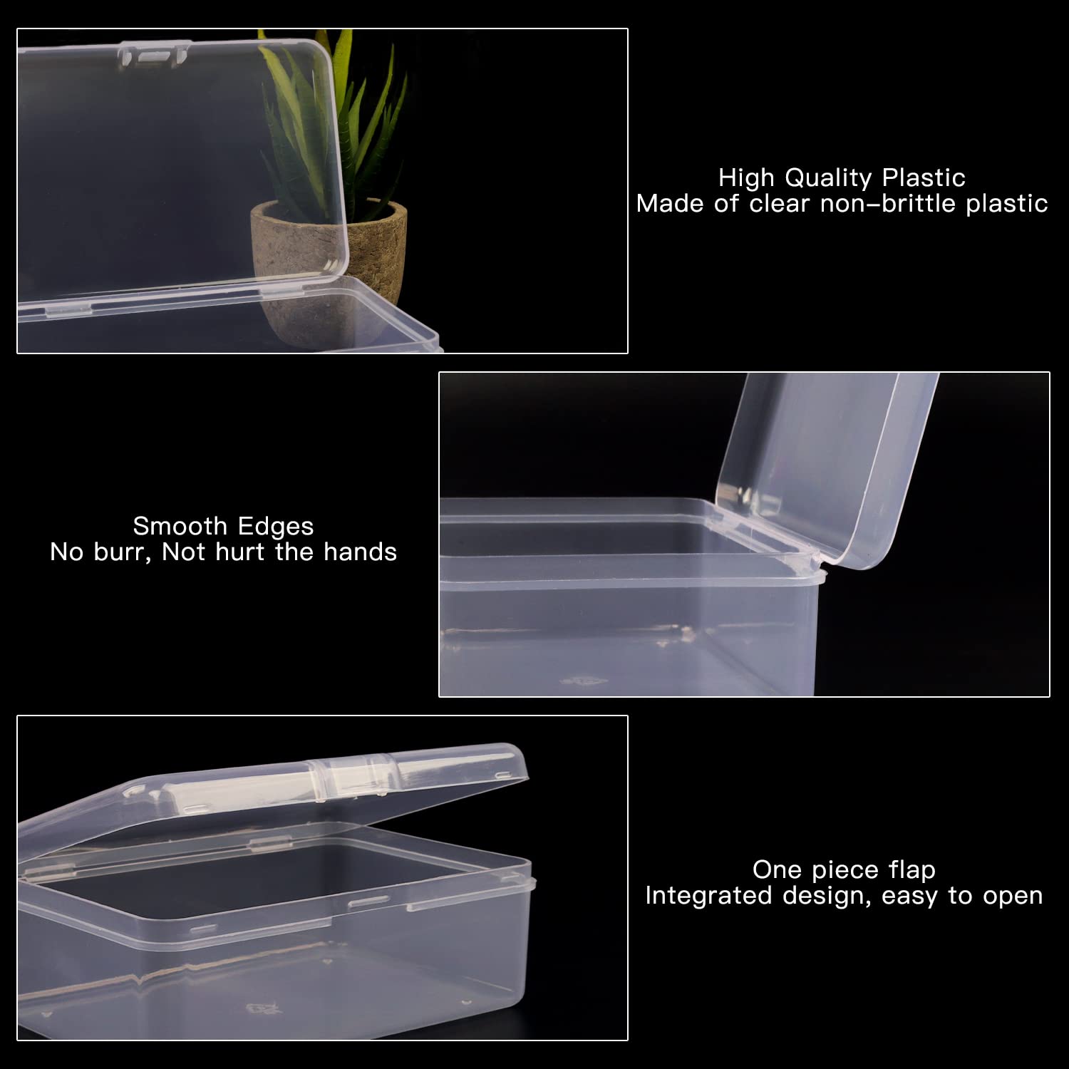 Clear Plastic Beads Storage Containers with Lids - 12 Pack Small Hinged Box for Beads, Pins, Jewelry & Craft Supplies (5x3.4x1.7 Inch) - Perfect for Organizing DIY Crafts, Sewing Accessories & Small Office Items