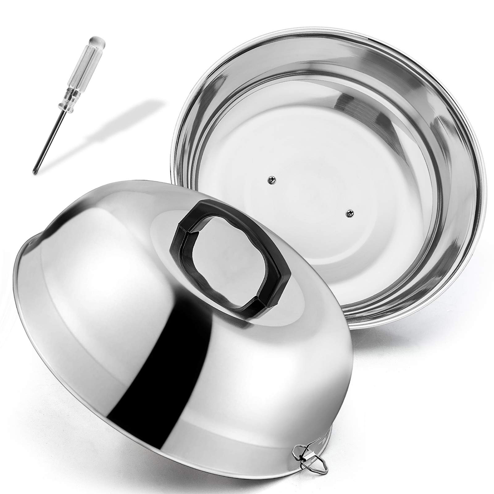 12 Inch Stainless Steel Cheese Melting Dome - Heavy Duty Round Basting Steam Cover for Griddle & BBQ - Dishwasher Safe (2 Pack) - Perfect for Indoor/Outdoor Cooking, Burgers, Pancakes & More