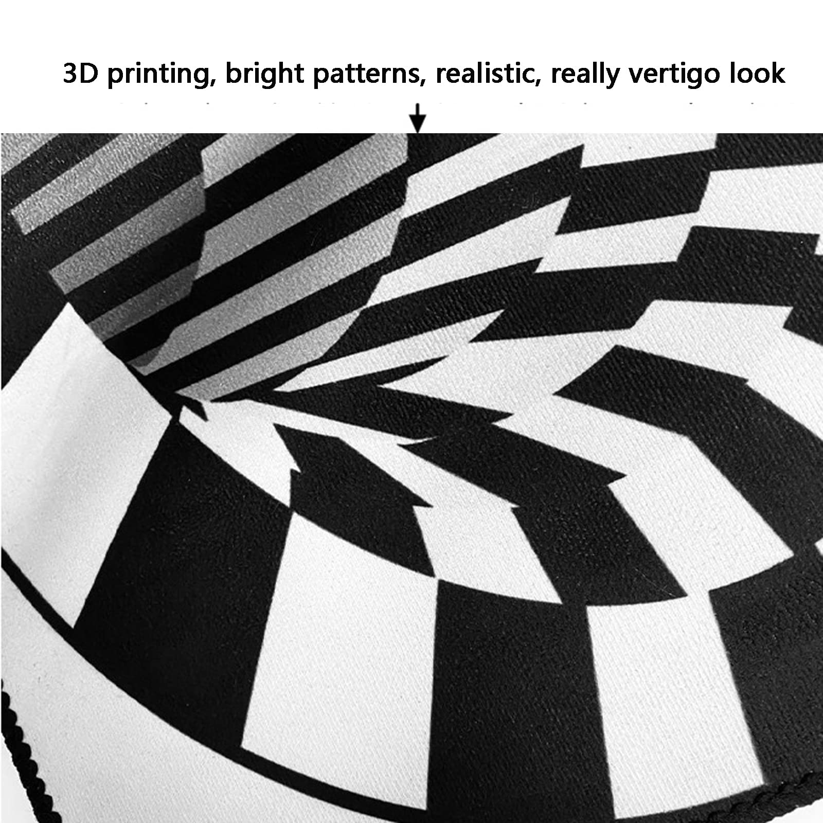 3D Optical Illusion Rug - Black & White Checkered Vortex Design, Non-Slip Round Carpet for Living Room, Bedroom & Kitchen (31 inch) - Perfect for Psychedelic Decor, Trippy Home Aesthetics & Unique Floor Statement