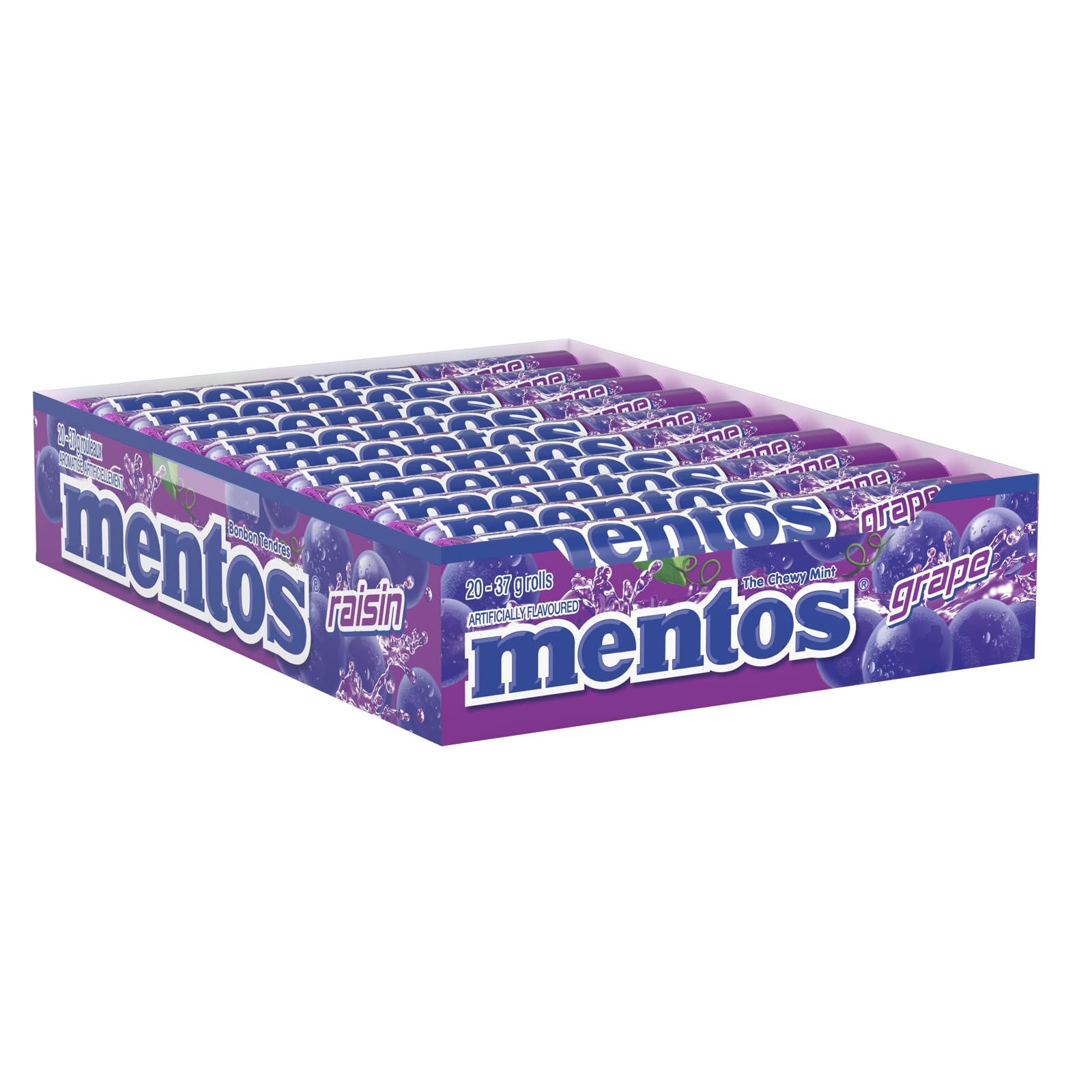 Mentos Chewy Mint Candy Grape Flavor - 20 Piece Pack (37g) | Refreshing Bulk Candy for Easter, Parties, Office Snacks & On-the-Go Treats