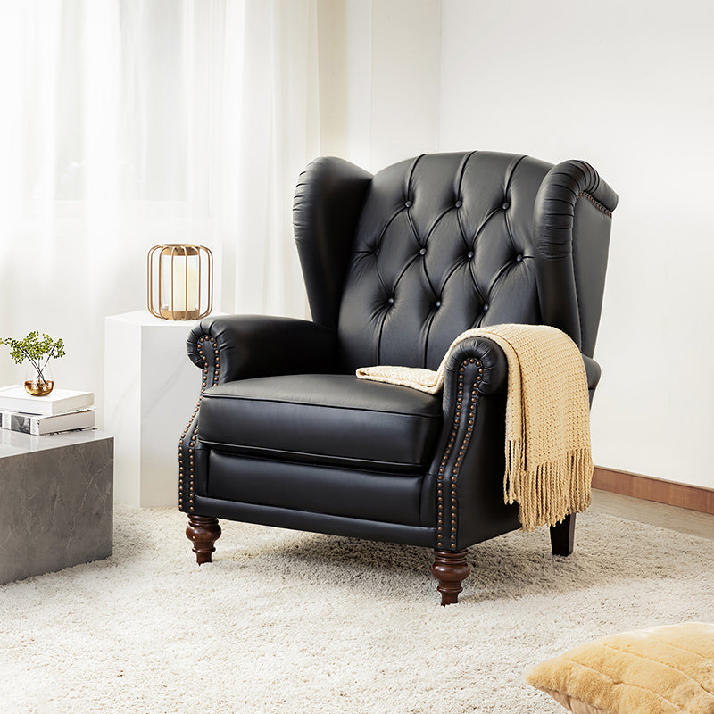 Premium Raquel Genuine Leather Armchair - Heavy Duty Solid Wood Frame - Luxury Living Room Seating for Home Office & Lounge Areas