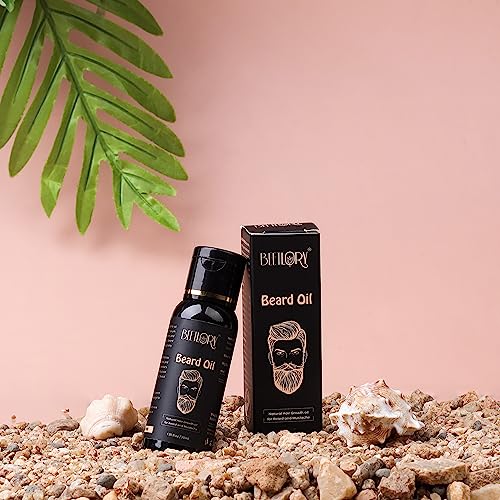 BEETLORY Natural Beard Growth Oil for Men - Daily Repair & Nourishment with Almond Oil | Non-Sticky, Lightweight Formula for Shiny, Healthy Beards | 30ml | Perfect for Grooming, Styling & Daily Care