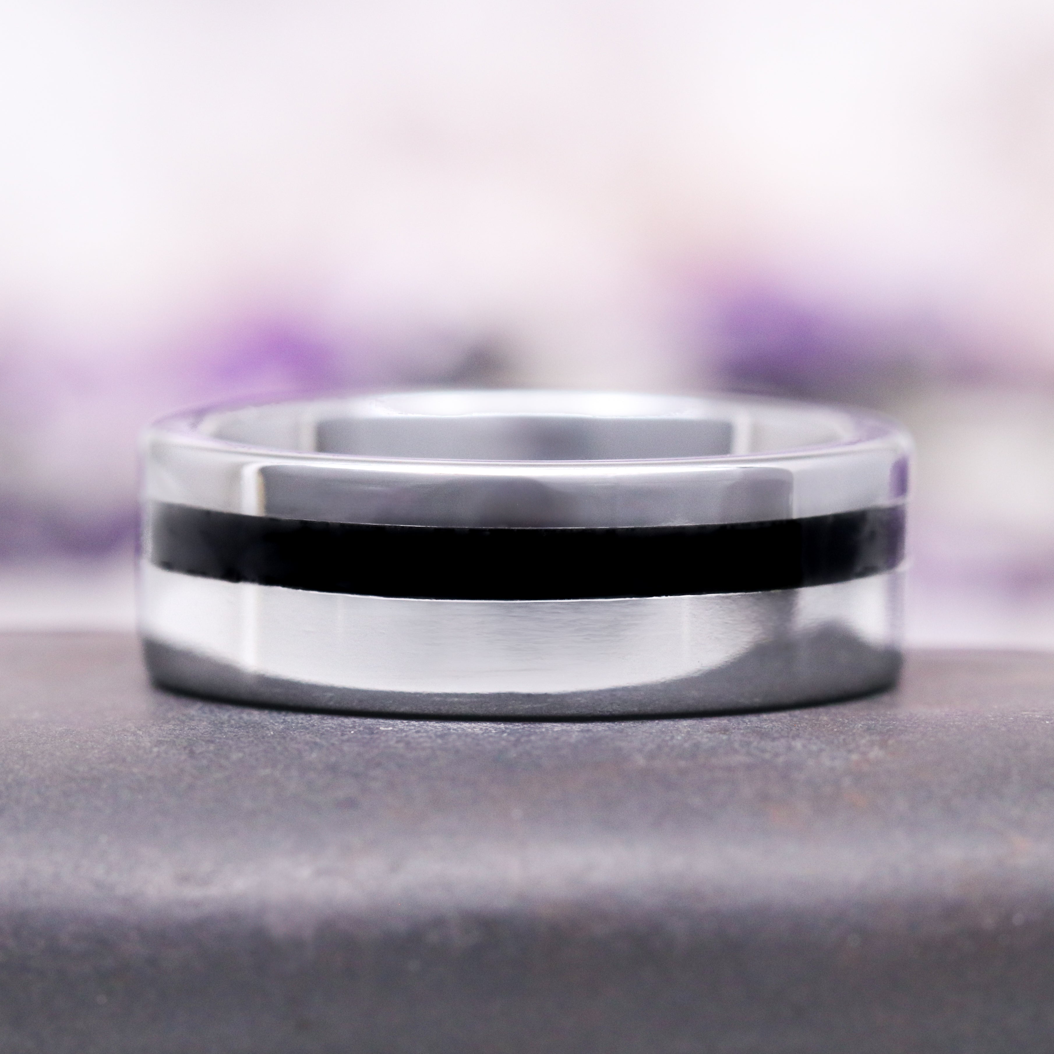 8MM Black Onyx Wedding Band for Men - Durable Tungsten Carbide Ring - Perfect for Engagement, Anniversary & Everyday Wear
