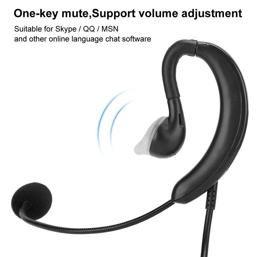 ASHATA USB Computer Headset with Ear Hook - Noise Cancelling Microphone for Skype, Zoom, Calls - One-Key Mute & Volume Control - Perfect for Remote Work, Online Classes & Gaming