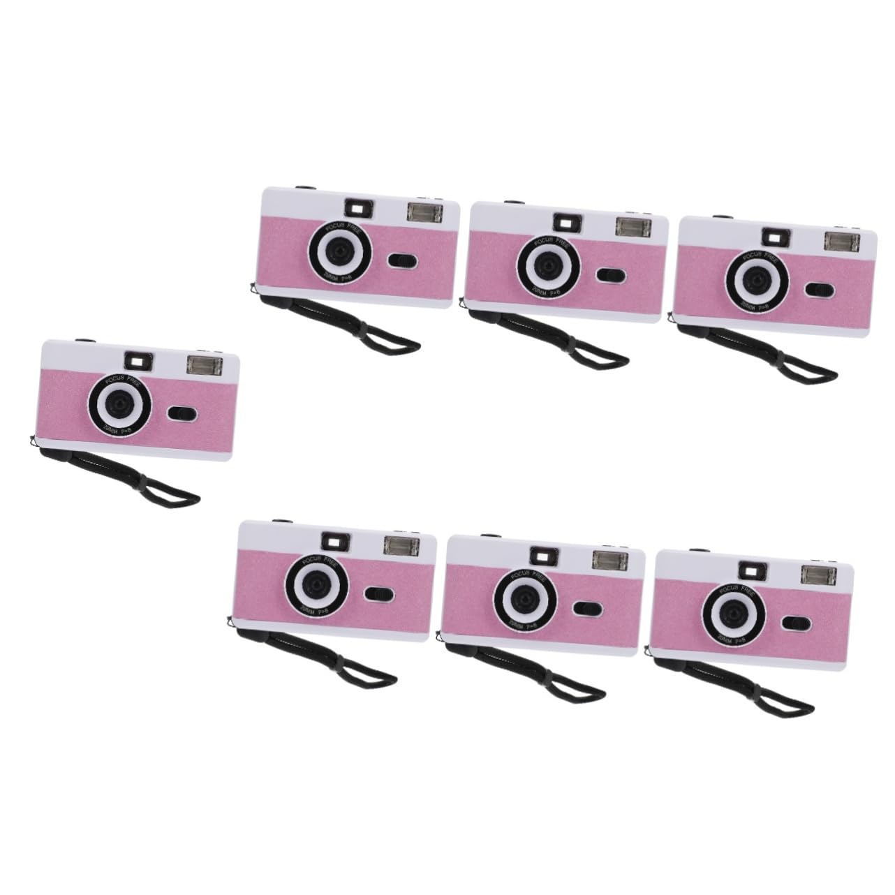 Uonlytech 7-Piece Retro Film Camera Set - Vintage Plastic Camera with Built-in Flash, Portable Travel Camera for Film Photography - Perfect for Travel, Parties & Vintage Photography (Macaron White ABS)