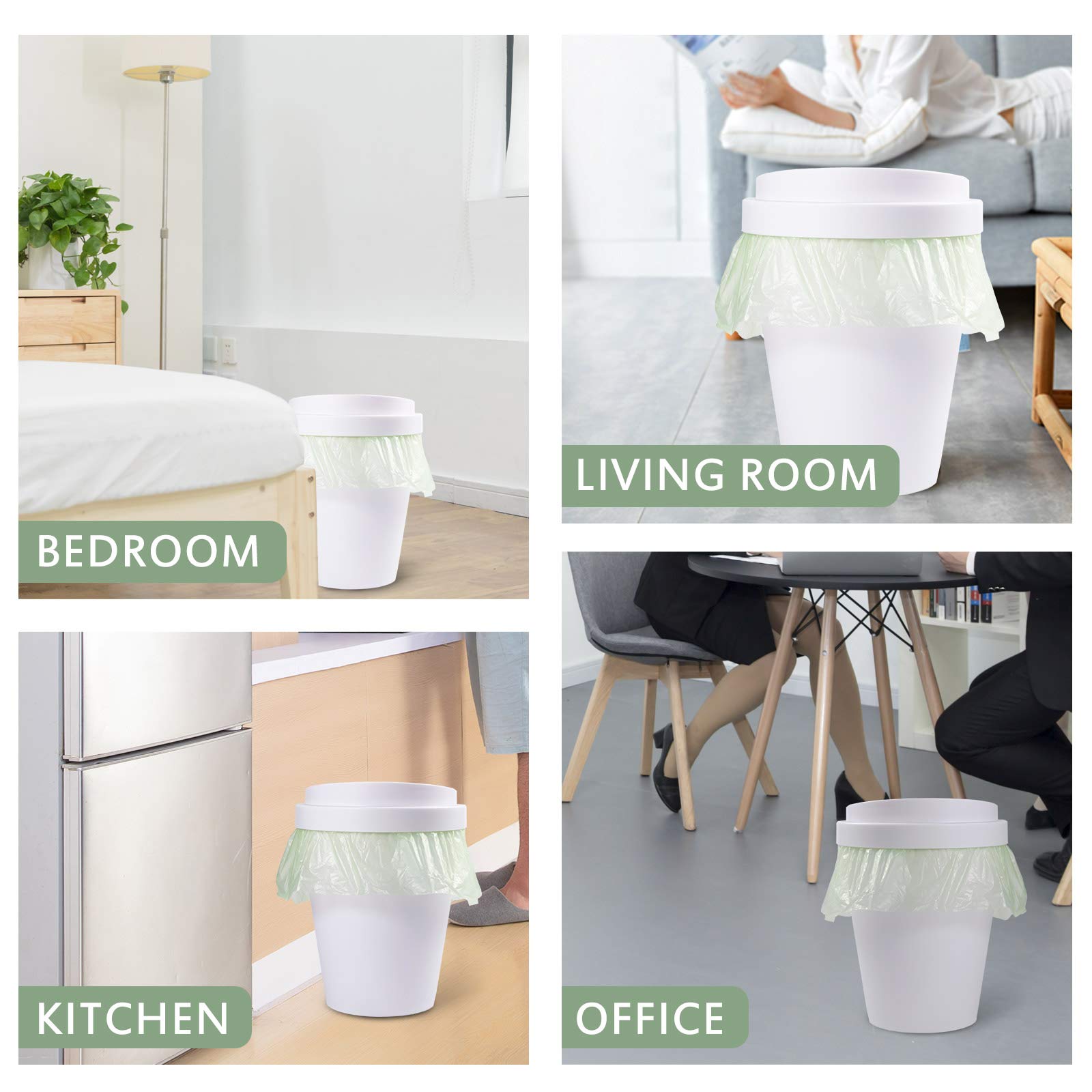 Eco-Friendly 8 Gallon Biodegradable Trash Bags (90 Count) - 0.67 Mil Extra Strong 30 Liter Garbage Bags for Home, Office, Kitchen & Car Waste Disposal | Sustainable Green Solution for Daily Household & Commercial Use