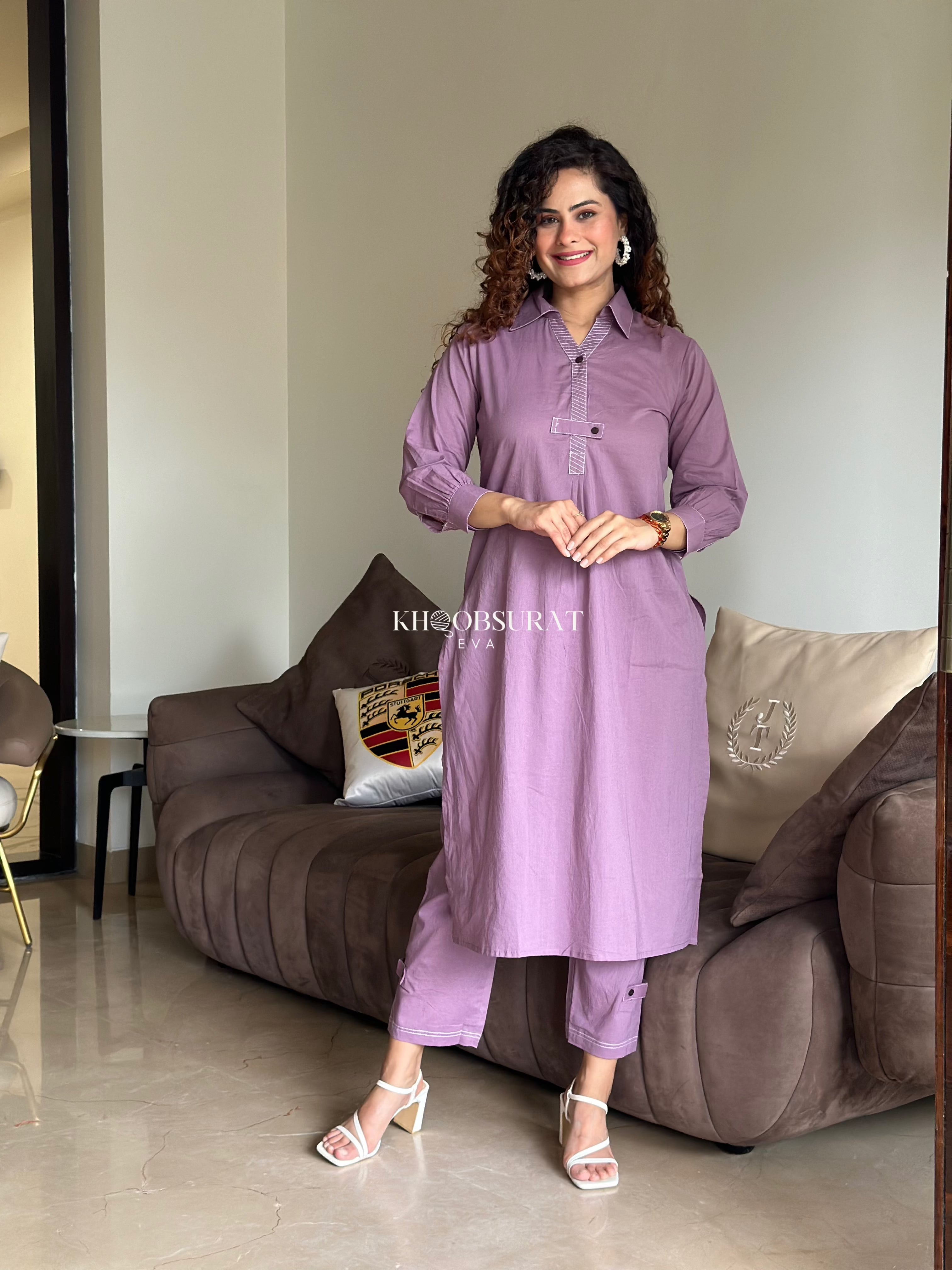 Stylish Cotton Breeze Purple Kurta Set for Women - Comfortable Traditional Indian Outfit for Festivals, Parties & Casual Wear