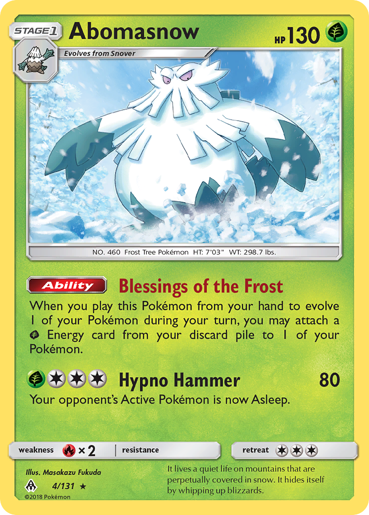 Abomasnow (4/131) Pokemon Sun & Moon Forbidden Light Trading Card - Collectible & Battle Ready for TCG Enthusiasts