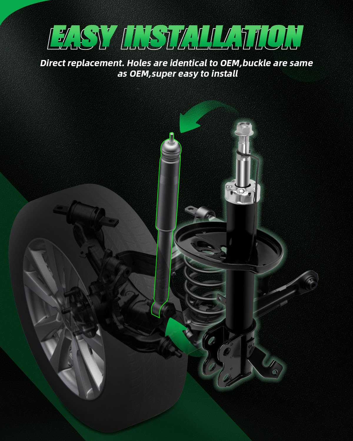 SCITOO Front Struts & Rear Shock Absorbers Kit - 4PCS Compatible with 1998-2002 Chevy Prizm, 1992-1997 Geo Prizm, 1993-2002 Toyota Corolla - Perfect for Smooth Ride & Enhanced Vehicle Stability
