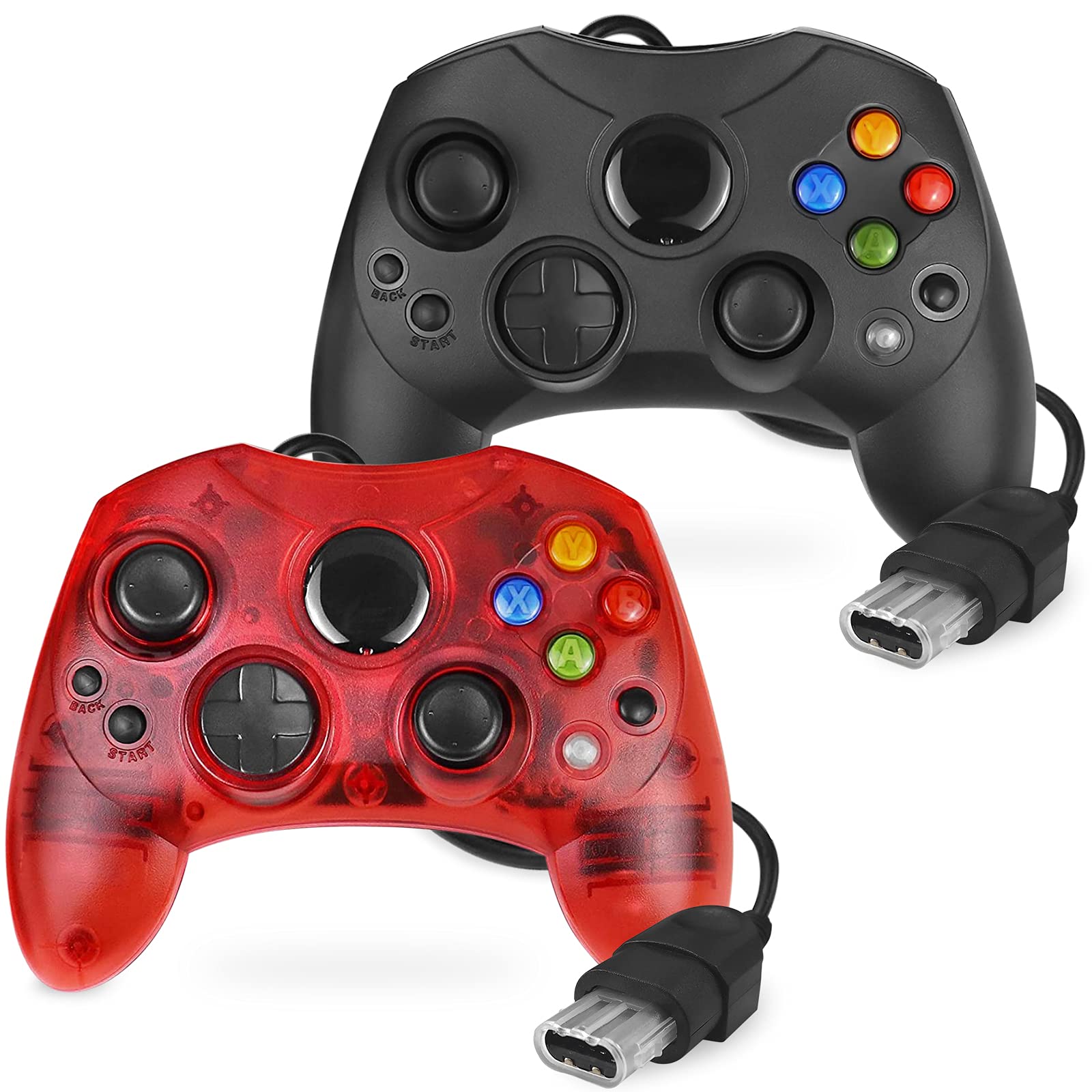 Original Xbox Controller Replacement - 2 Pack (Black & Ruby Red) | Compatible with Xbox Controller S-Type & Classic Xbox | Perfect for Gaming, Collecting & Retro Console Enthusiasts