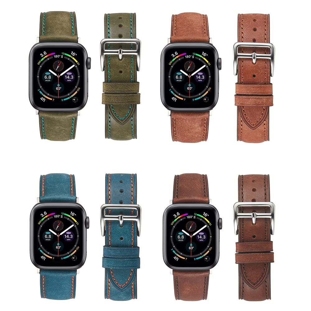 Premium Genuine Italian Leather Band for Apple Watch 45mm 44mm 42mm 41mm 40mm 38mm - Luxury Replacement Strap Compatible with iWatch Series 7/6/5/4/3/2/1/SE - Soft Leather Watchband for Men & Women - Perfect for Business, Casual & Formal Occasions