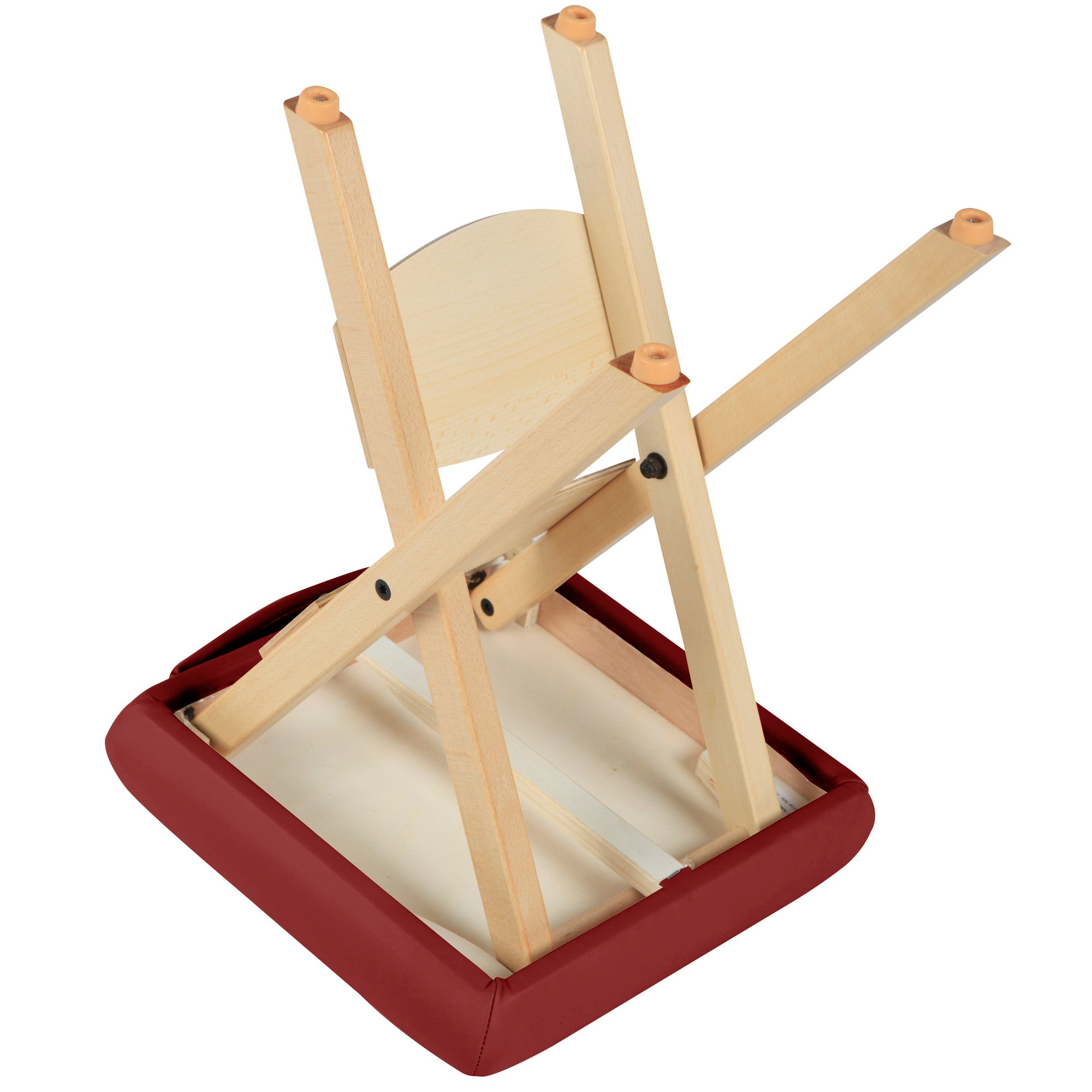 Portable Folding Massage Stool - Lightweight Wooden Foldable Tattoo Stool for Home & Spa, Burgundy - Perfect for Massage Therapists, Tattoo Artists & Relaxation at Home