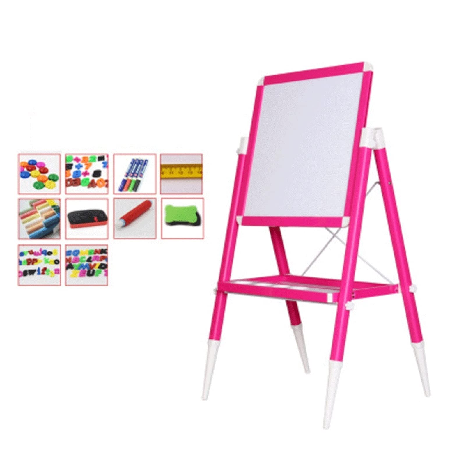 LICHUAN Kids Easel - Double-Sided Magnetic Drawing Board with Stand, Adjustable Height Art Easel for Children, Fun Educational Learning Toy Gift for Boys & Girls (Pink) - Perfect for Home, Classroom & Creative Play