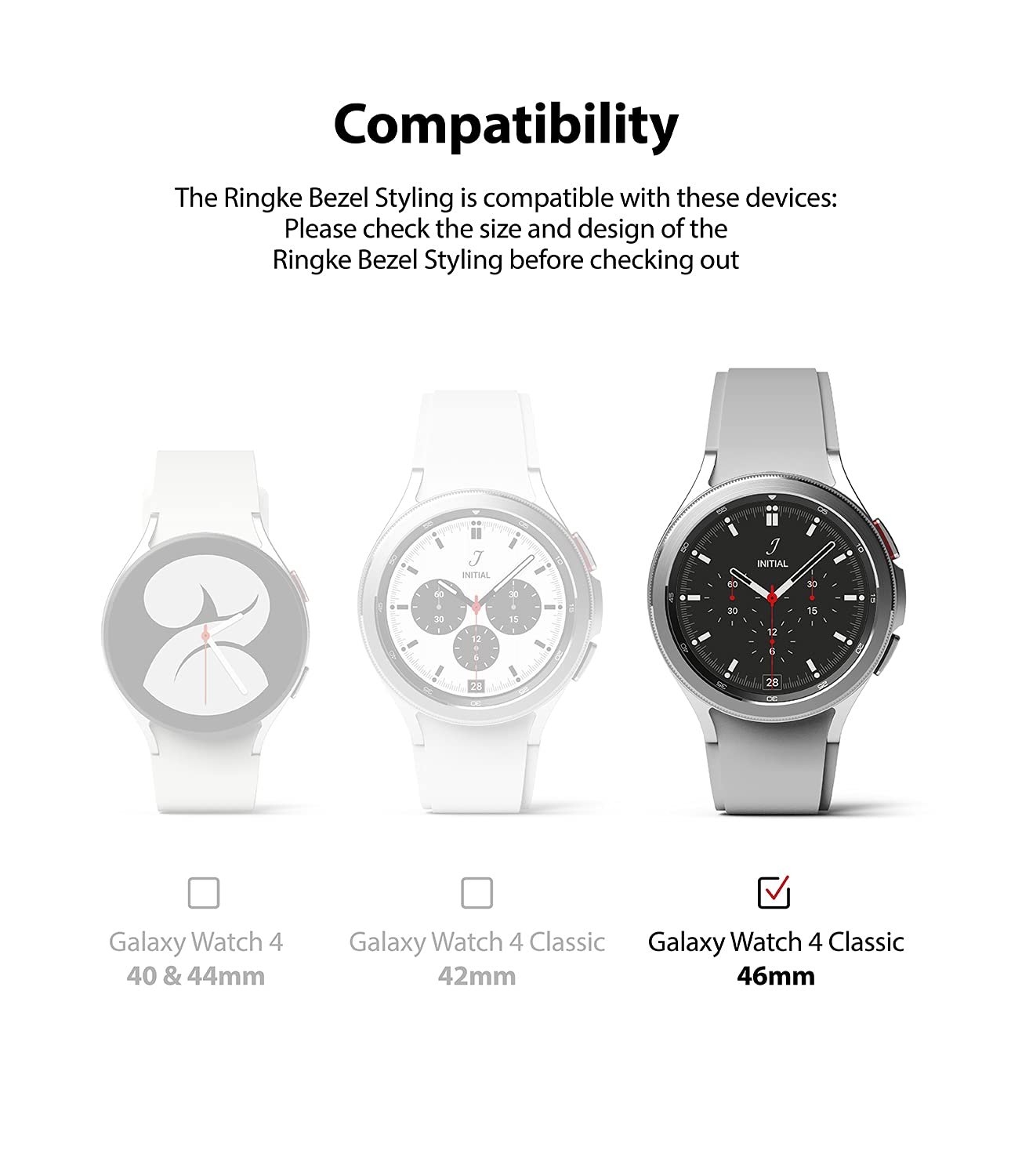 **Ringke Stainless Steel Bezel Ring for Samsung Galaxy Watch 4 Classic 46mm - Black (46-41) - Scratch Protection Cover, Adhesive Styling Accessory for Workout, Office & Outdoor Use**