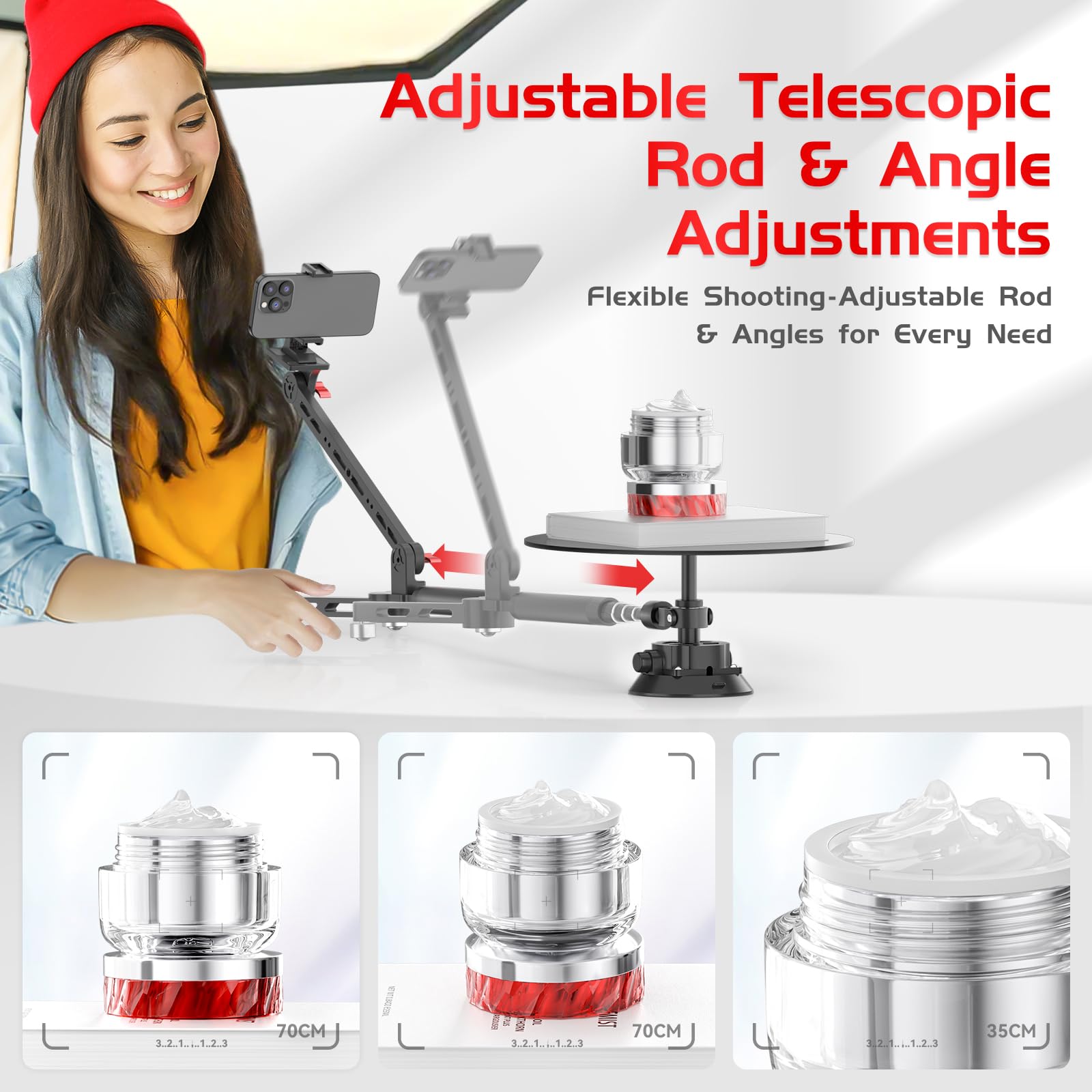 360 Degree Rotating Camera Slider with Suction Cup Mount & Adjustable Handle - Professional Photography Turntable for DSLR/Action Cam/Smartphone - Portable Spinner with EVA Hard Case - Perfect for Product Photography, Unboxing Videos & Social Media Content Creation