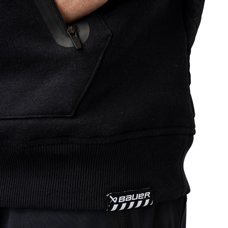Bauer Quilted Crew Senior Black Jacket - Warm & Comfortable Winter Outerwear for Men - Perfect for Outdoor Activities, Hiking, and Casual Wear