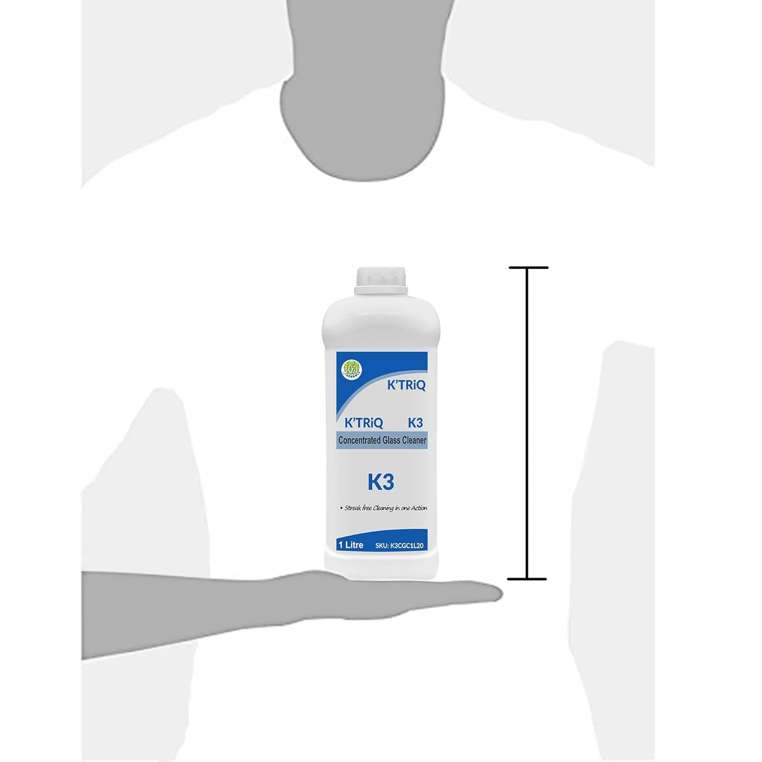 K'TRiQ K3 Streak-Free Glass Cleaner Concentrate - 1L (Pack of 1) | Removes Oil, Fingerprints & Dirt | Professional Window, Mirror & All Glass Surfaces Cleaner | Perfect for Homes, Offices & Cars