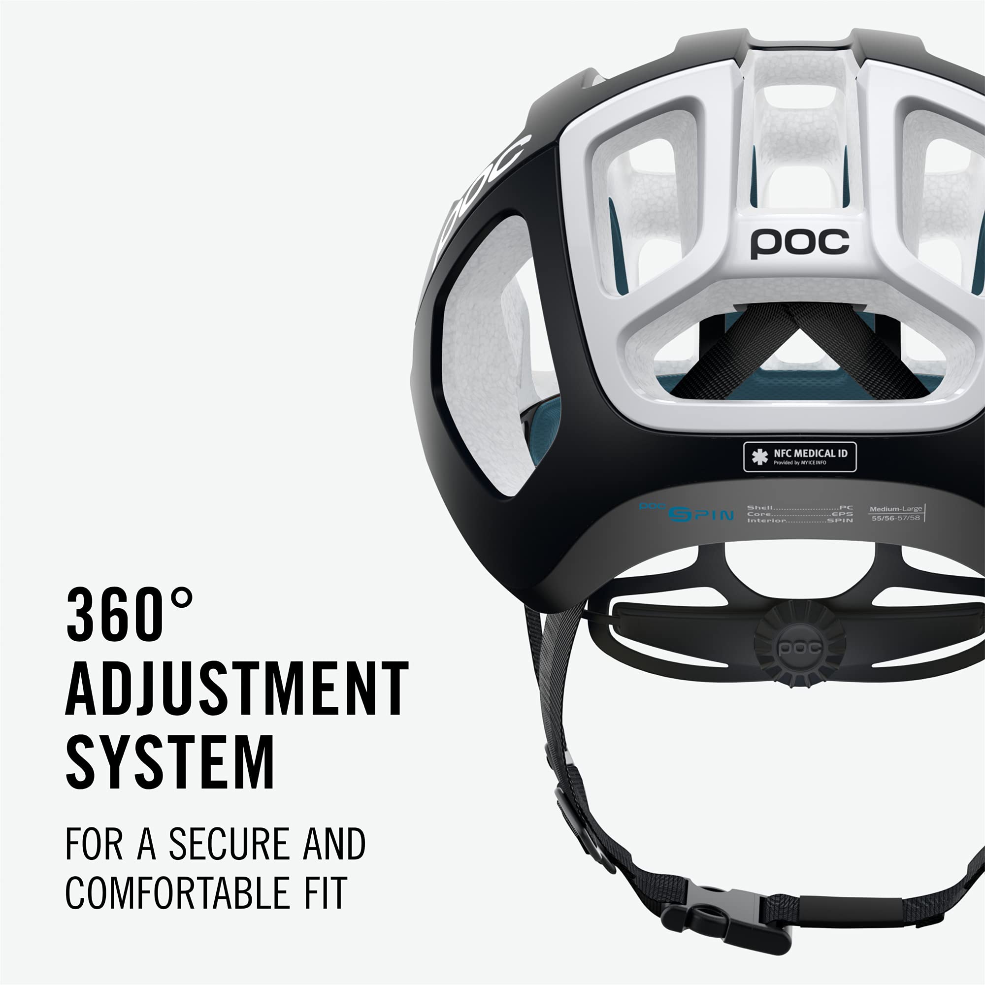 Poc Ventral Air Spin NFC Road Bike Helmet - UR-BLK-HYD-WHT - Small - Lightweight & Aerodynamic Cycling Protection for Road Racers & Commuters