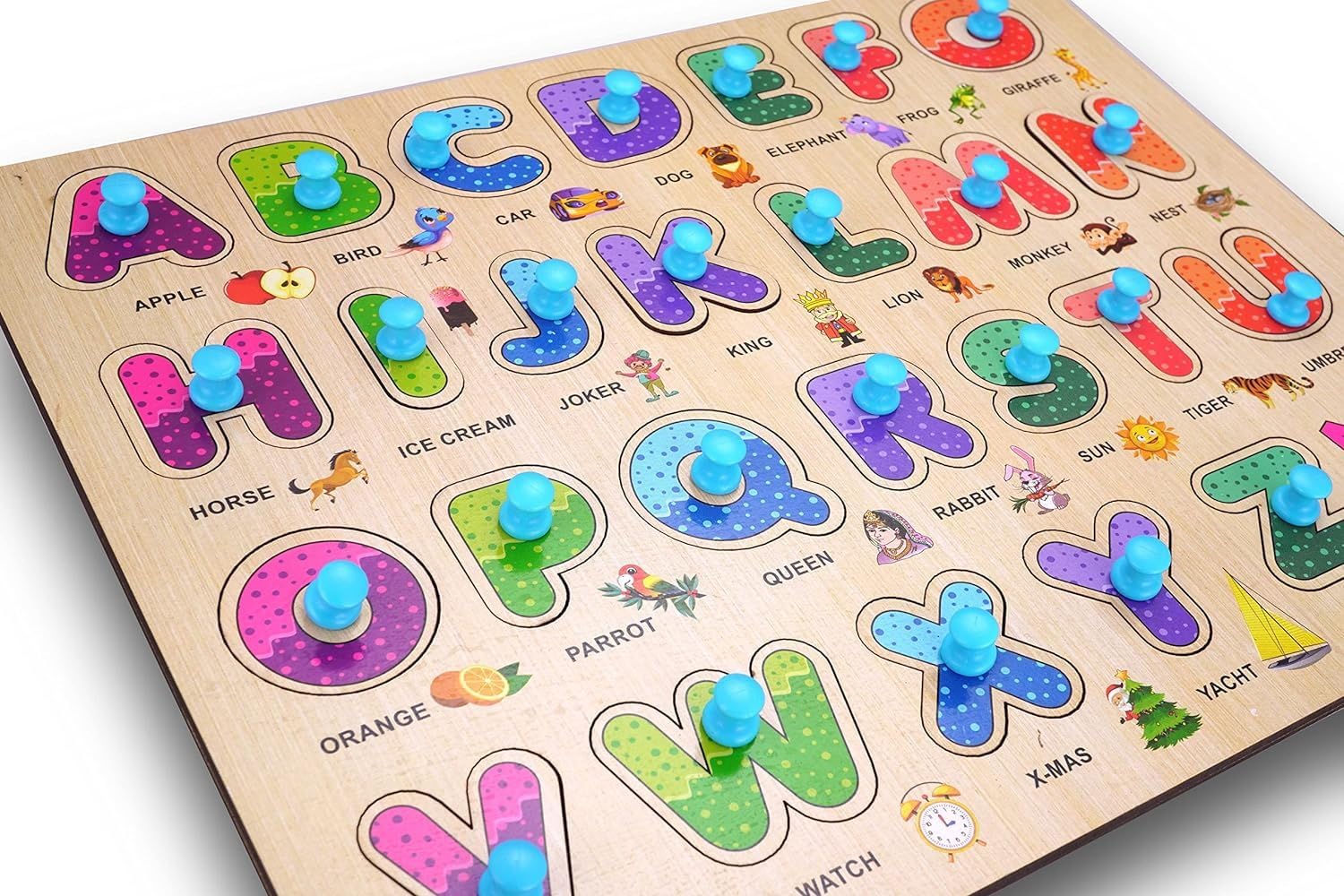 TOYAARZOO Wooden Alphabet Puzzle - Educational ABC Learning Toy for Toddlers Ages 3+, Preschool Kids & Adults - Montessori Wooden Jigsaw Puzzle Board Game for Early Childhood Development - Perfect for Homeschooling, Classroom & Family Game Night