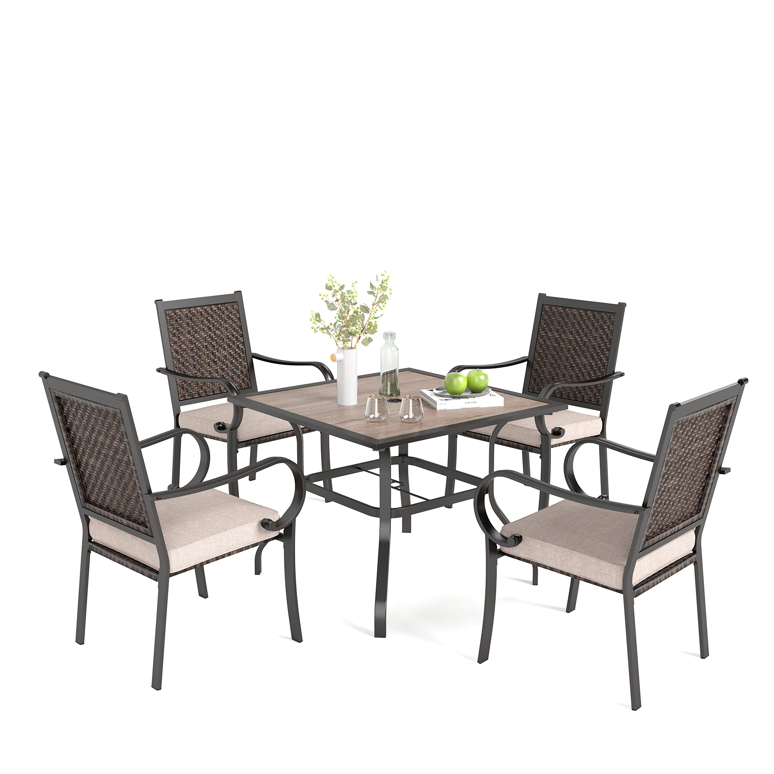 5-Piece Outdoor Patio Dining Set with 4 Chairs & 1 Square Table (1.57