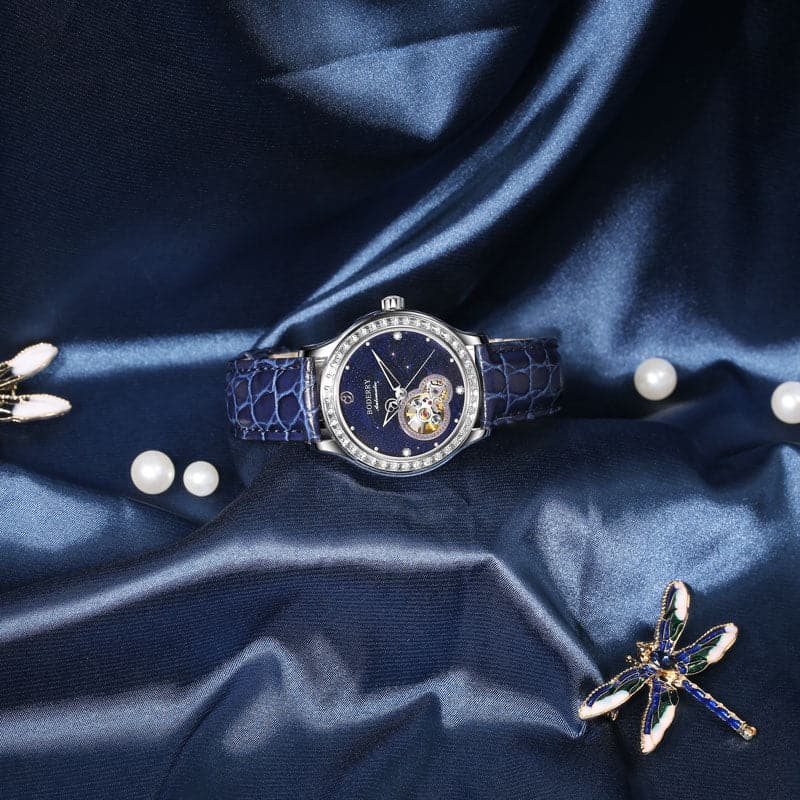 Luxury Women's Automatic Watch with Crystal Silver Case - Elegant Dragonfly Design for Formal & Casual Wear | Perfect for Office, Parties & Everyday Use