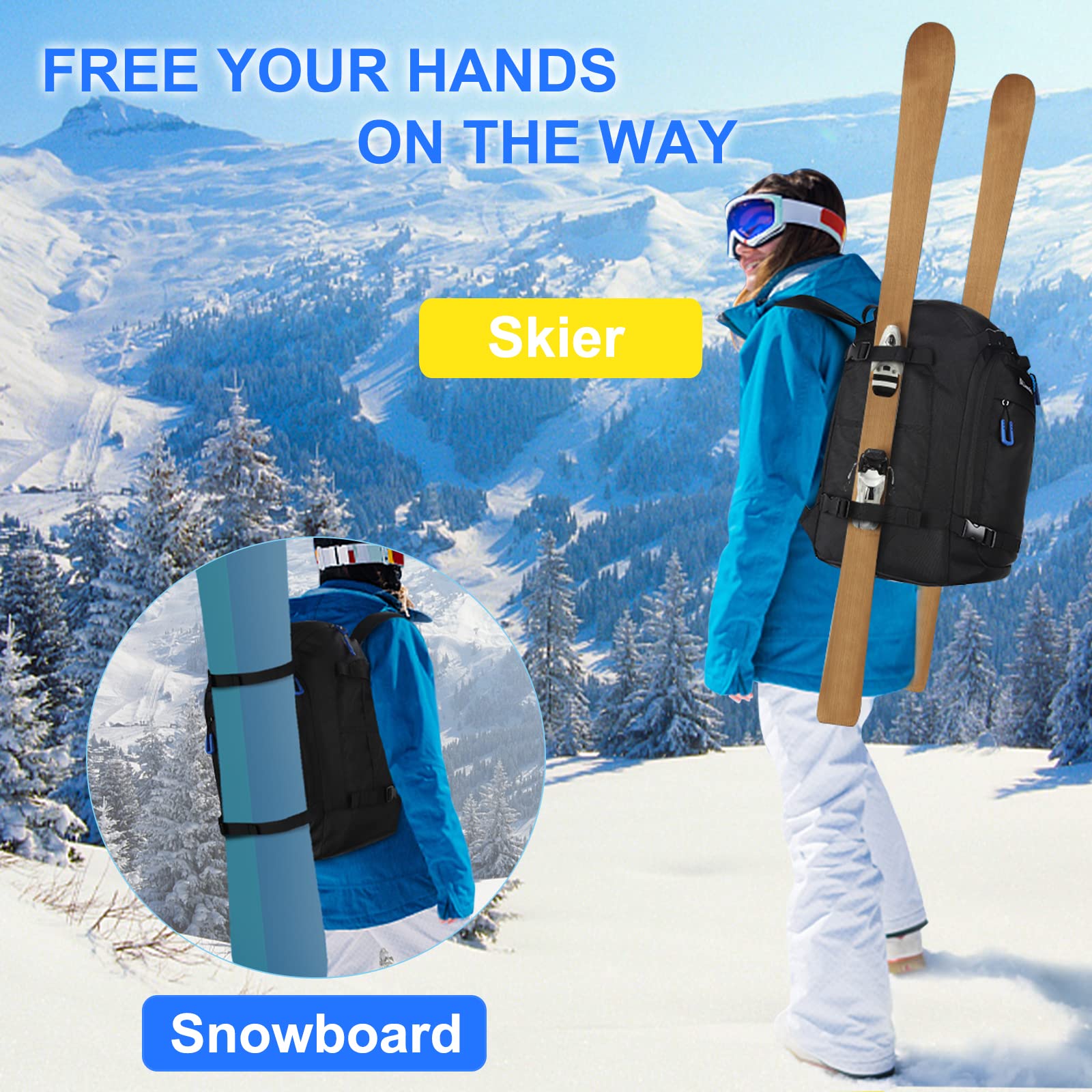 Waterproof Ski Boot Backpack 50L/60L for Boots & Gear - Travel & Skiing