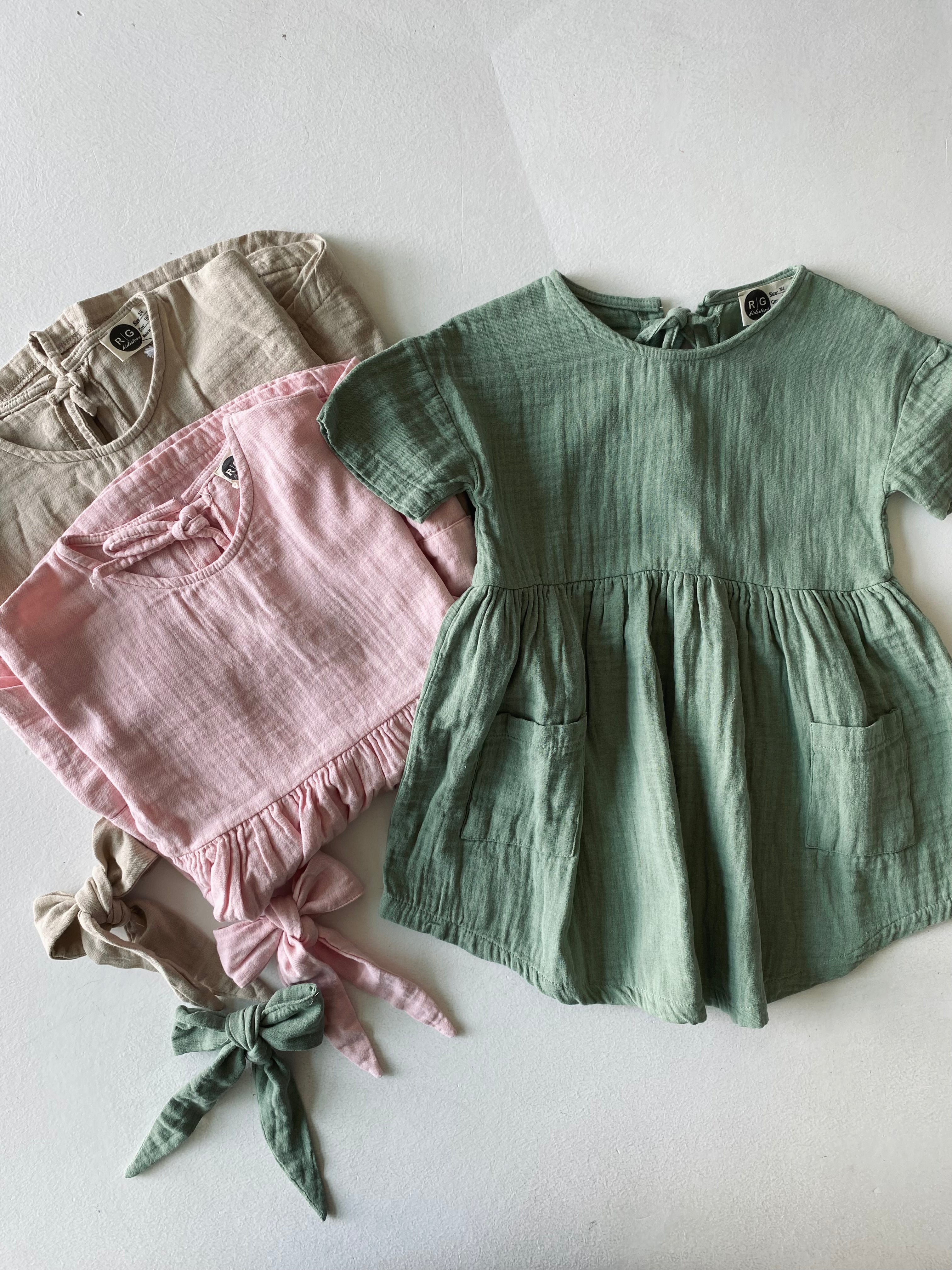 Organic Cotton Muslin Pocket Dress for Baby Girls & Boys - Soft & Breathable for Playtime, Outings & Special Occasions