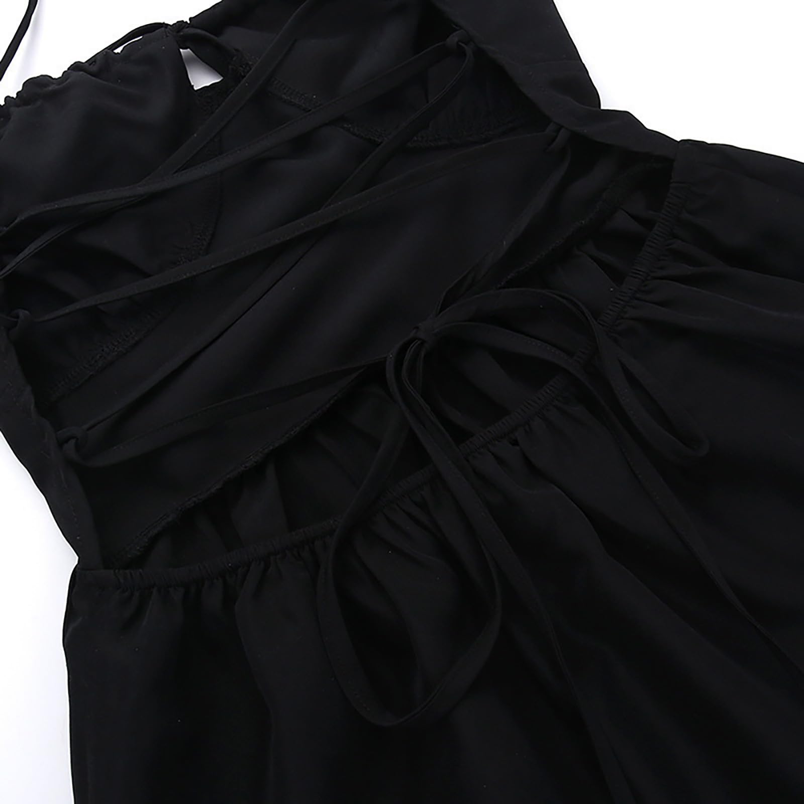 2024 Women's Maxi Summer Dresses - Backless Tiered A-Line Dress with Waist Solid Spaghetti Strap | Perfect for Beach Vacation, Party & Casual Wear