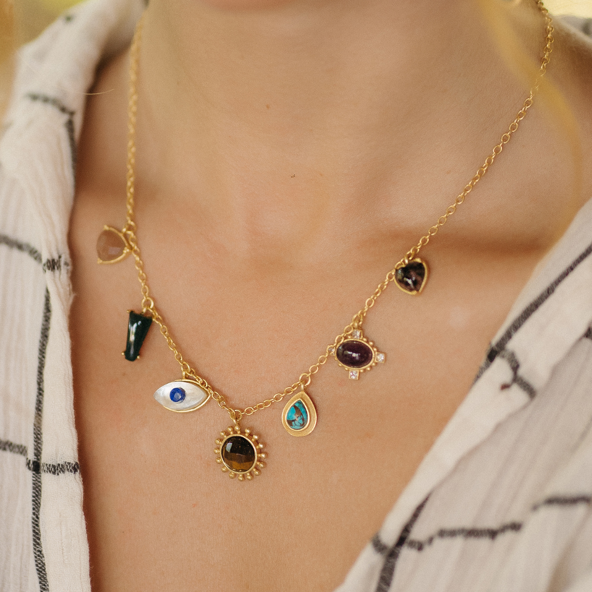 Moon and Stones Layering Necklaces for Women - Dainty Gold & Silver Minimalist Jewelry Set - Perfect for Everyday Wear, Layering, and Gift Giving