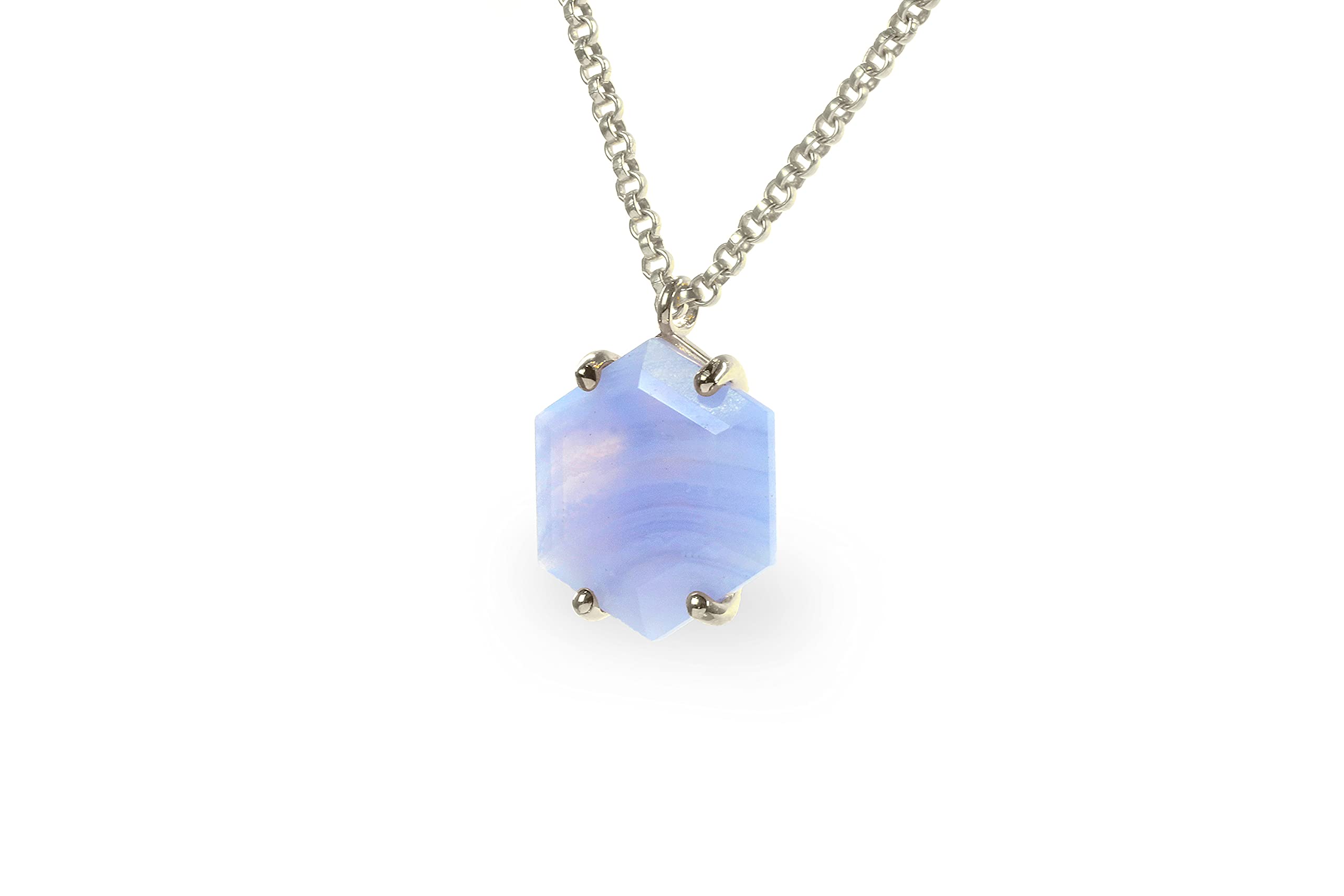 Blue Lace Agate Necklace - 14K Gold Vermeil Statement Necklace for Women - Handmade Gemstone Jewelry - Perfect for Bridal, Fashion & Gifts | Elegant Everyday Wear & Special Occasions