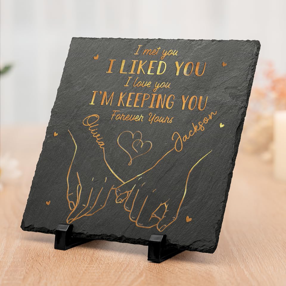 Custom Photo Couple Square Stone - Personalized Valentine's Day, Anniversary & Birthday Gift for Couples - Romantic Mr & Mrs Present for Husband & Wife - Perfect for Home Decor, Wedding Keepsakes & Romantic Surprises
