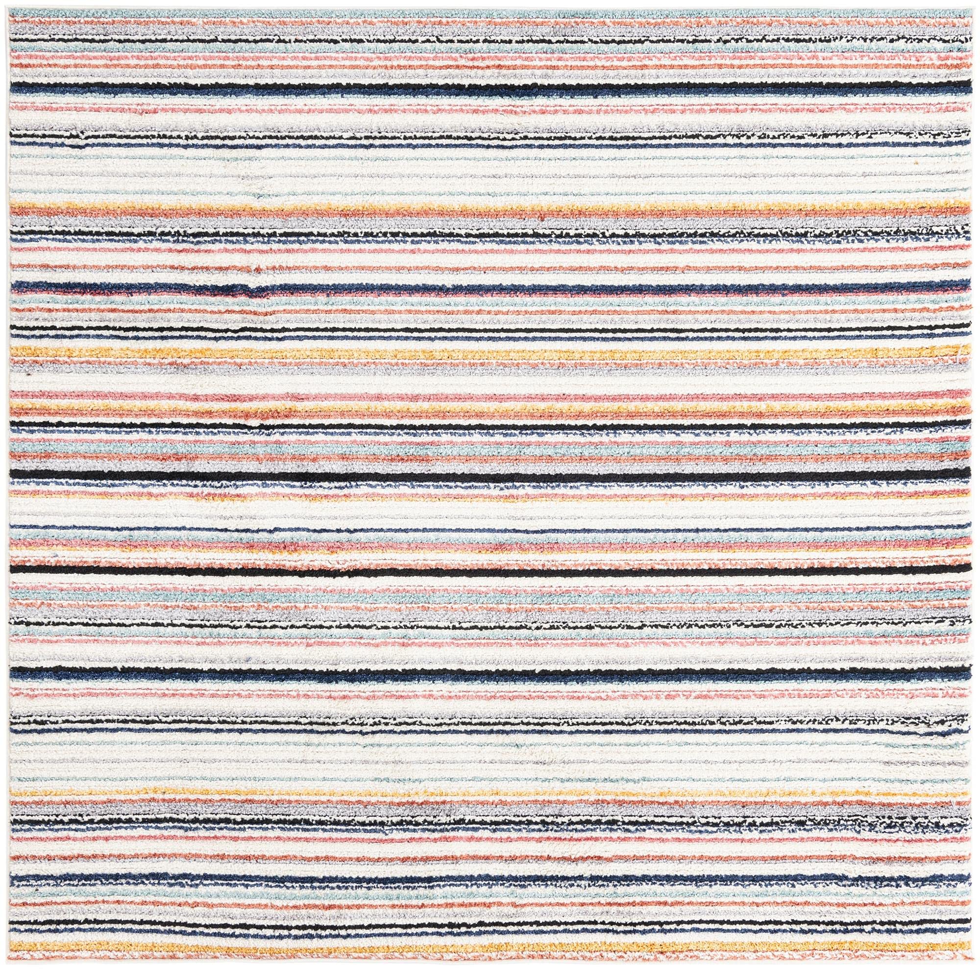 Tagine Collection 8x8 Ft Square Ivory Medium-Pile Area Rug - Soft Living Room Carpet, Durable Kitchen Mat, Cozy Entryway Runner - Perfect for Home Decor & High Traffic Areas