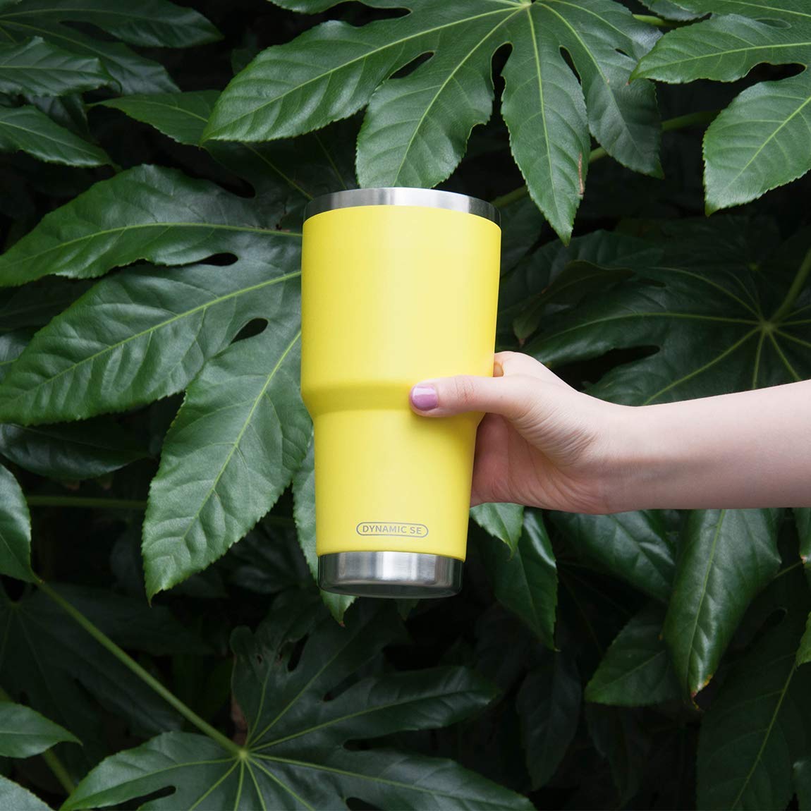 30oz Insulated Stainless Steel Tumbler with Straw Lid & Cleaning Brush - Yellow & Cream Double Wall Vacuum Cup for Hot & Cold Drinks - Perfect for Office, Gym, Travel and Outdoor Activities