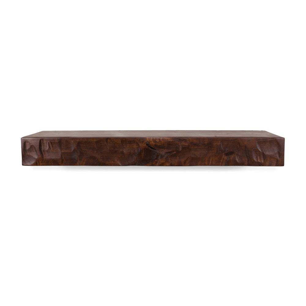 72 in. Rough Hewn Mahogany Fireplace Mantel Shelf - Rustic Wood Mantelpiece for Living Room, Bedroom & Cabin Decor - Perfect for Holiday Stockings & Family Photos Display