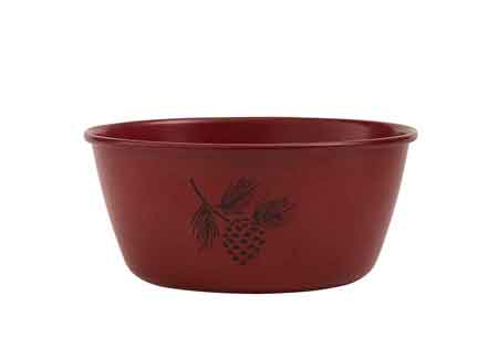 Linville Red Enamelware Pinecone Cereal & Salad Bowls Set of 4 - Durable Porcelain Bowls for Breakfast, Snacks, Soups & Kitchen Decor