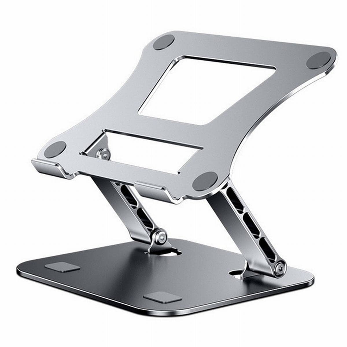 Premium Aluminum Alloy Foldable Laptop Stand - Adjustable Height Ergonomic Computer Holder for MacBook, iPad & Notebook - Perfect for Office, Home & Travel (Silver)