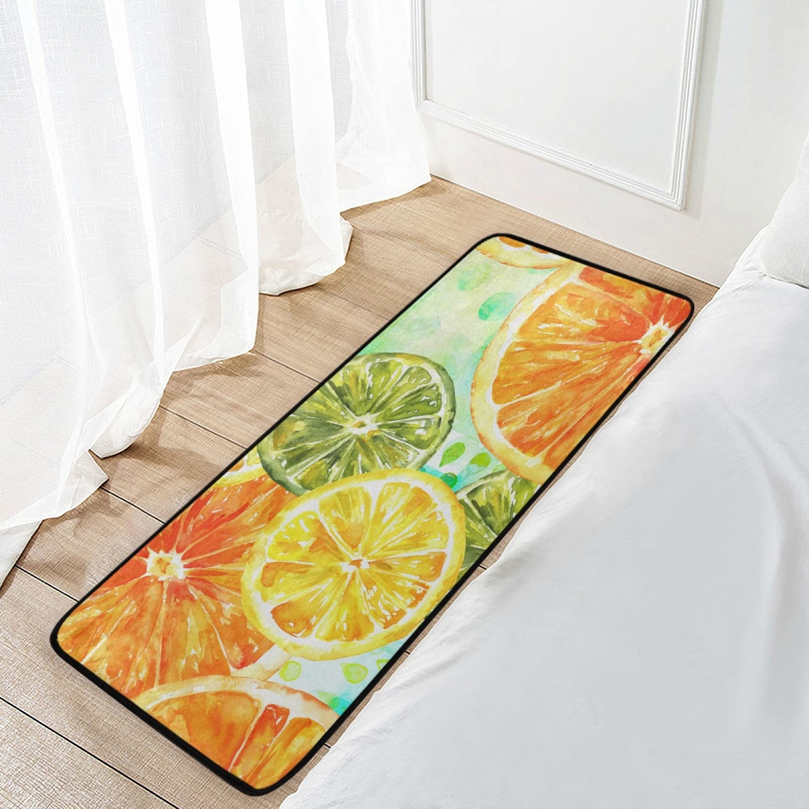 Lemon Kitchen Mat - Non-Slip Anti Fatigue Washable Floor Rug for Kitchen, Bath, Sink - 39x20 Inch Orange Decor Mat - Perfect for Home, Office & Entryway