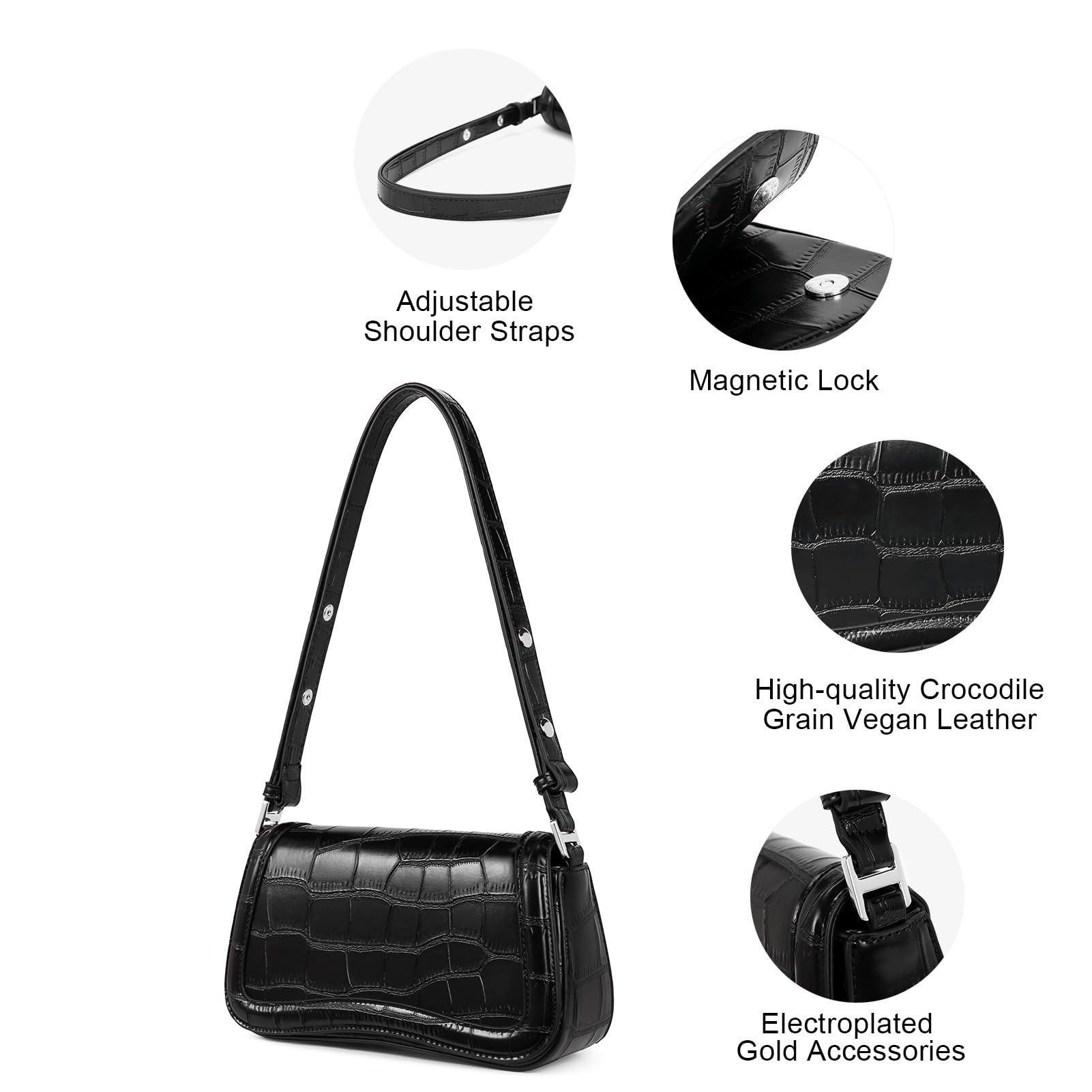 CLUCI Vegan Leather Small Shoulder Bag for Women - Crossbody Handbag, Clutch, Hobo Purse - Perfect for Work, Travel & Everyday Use