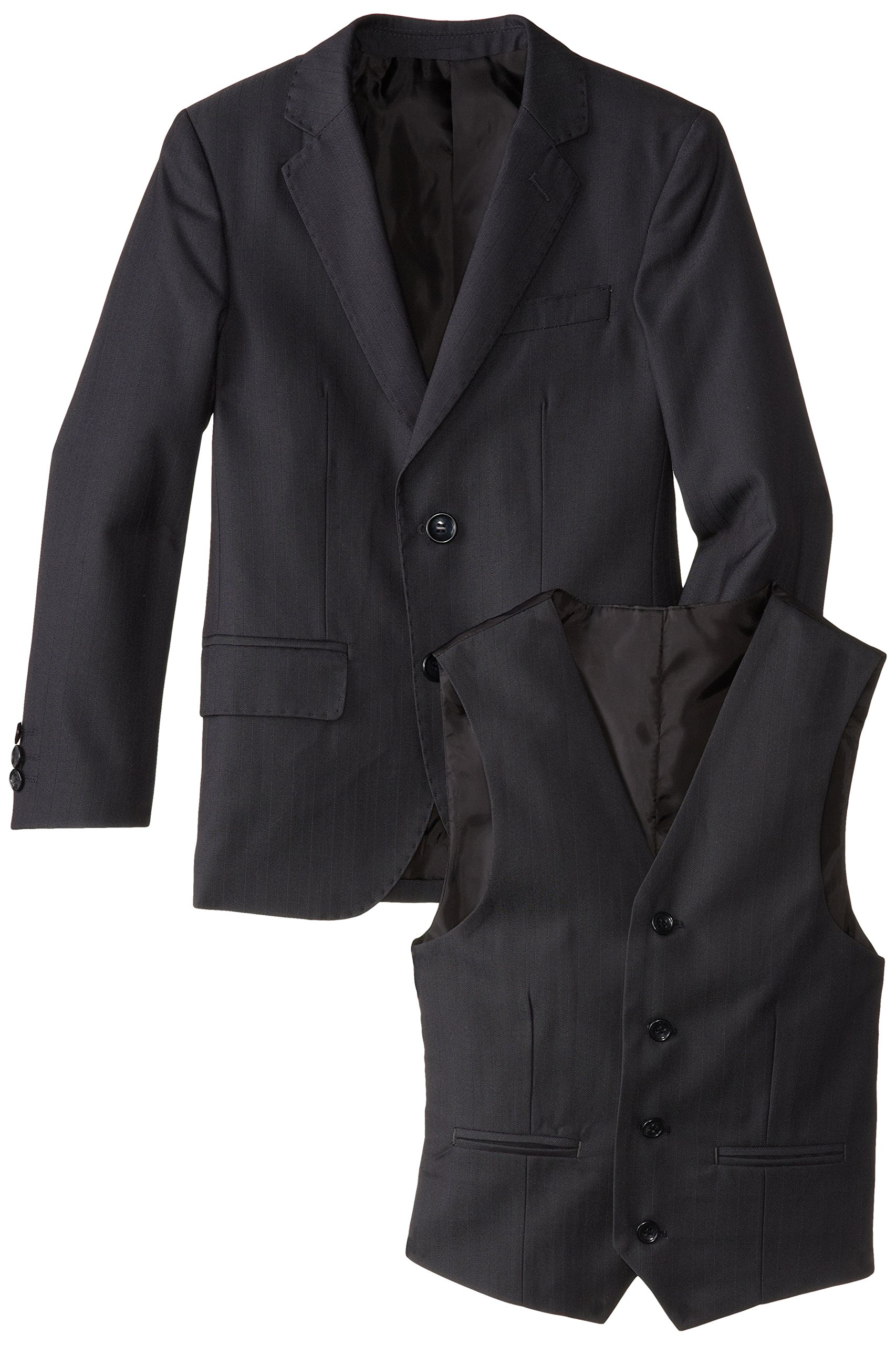 Premium Big Boys' 3-Piece Herringbone Suit Set - Slim Fit Formal Blazer, Vest & Pants for School, Weddings & Special Occasions