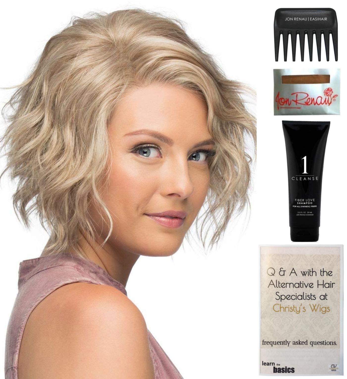Wynter Wig by Estetica - Caramel Kiss Human Hair Wig Bundle with Christy's Wigs Q&A Booklet, Travel Size Shampoo, Wig Cap & Wide Tooth Comb (5-Piece Set) | Perfect for Daily Wear, Cosplay & Special Occasions