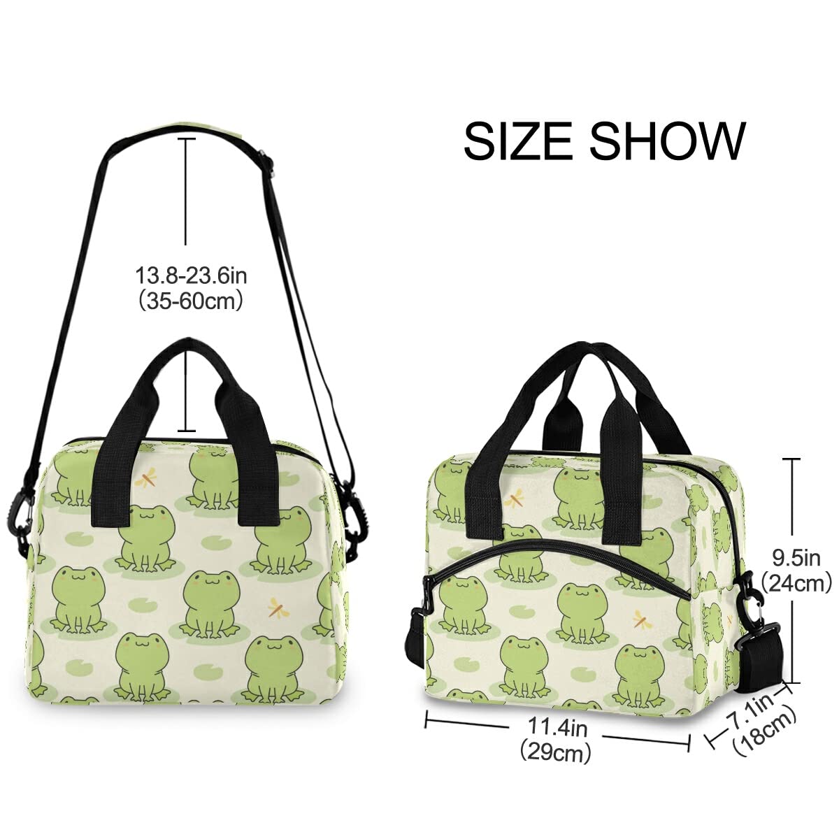 Insulated Lunch Bag with Cute Frog Design - Reusable Leakproof Cooler Tote for Women & Men - Perfect for Work, School, Picnics & Outdoor Activities