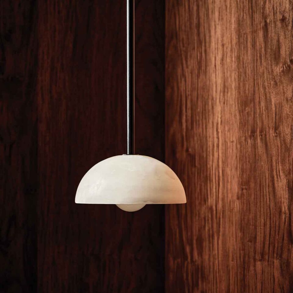 **PRE ORDER - MARZ DESIGNS Aurelia Pendant Light - White Onyx & Brushed Black Finish - Modern Ceiling Lighting for Dining Room, Kitchen, or Bedroom**