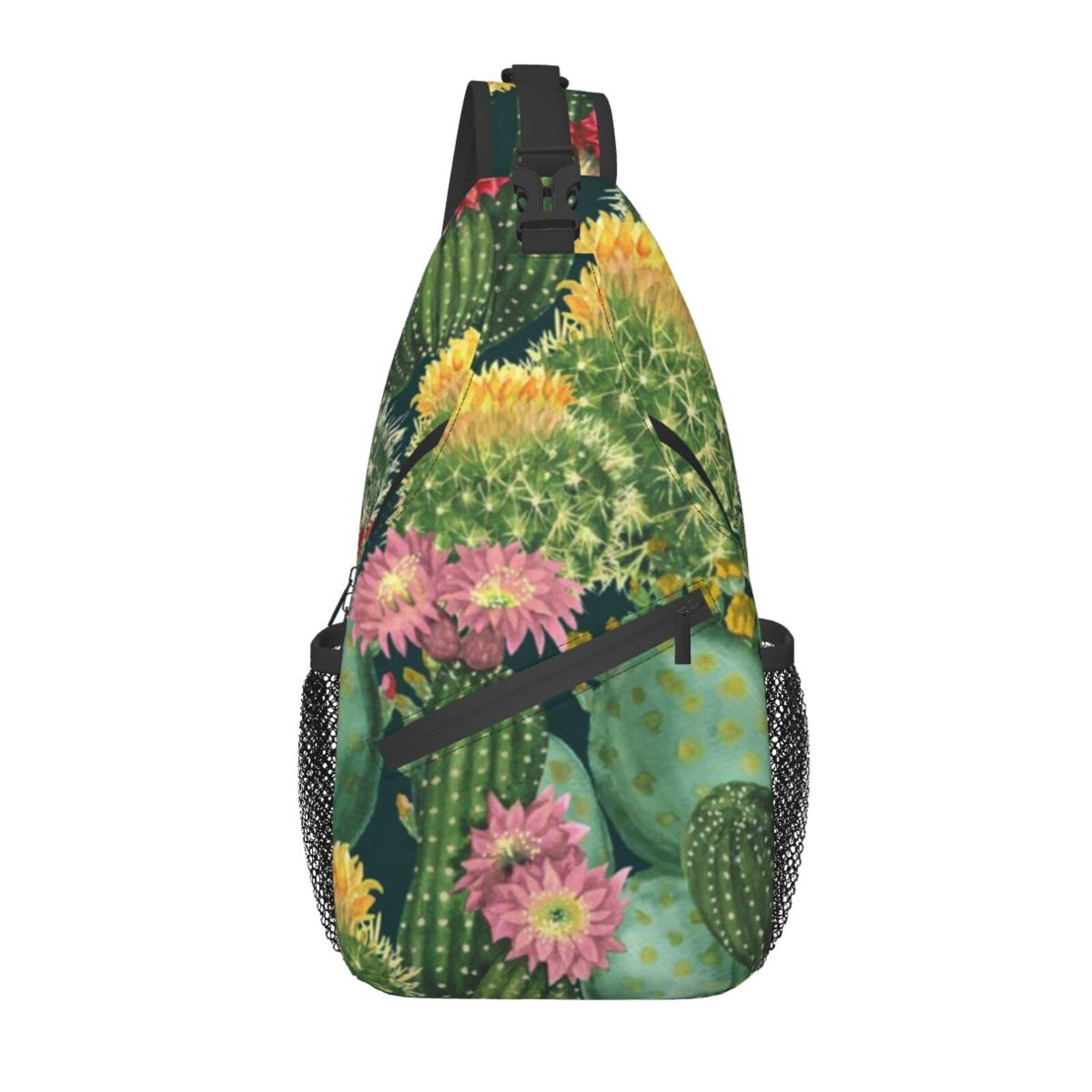 AMRANDOM Anti-Theft Sling Bag - Waterproof Crossbody Shoulder Backpack for Men & Women - Lightweight Cactus Floral Design - Perfect for Travel, Hiking, Commuting & Daily Use
