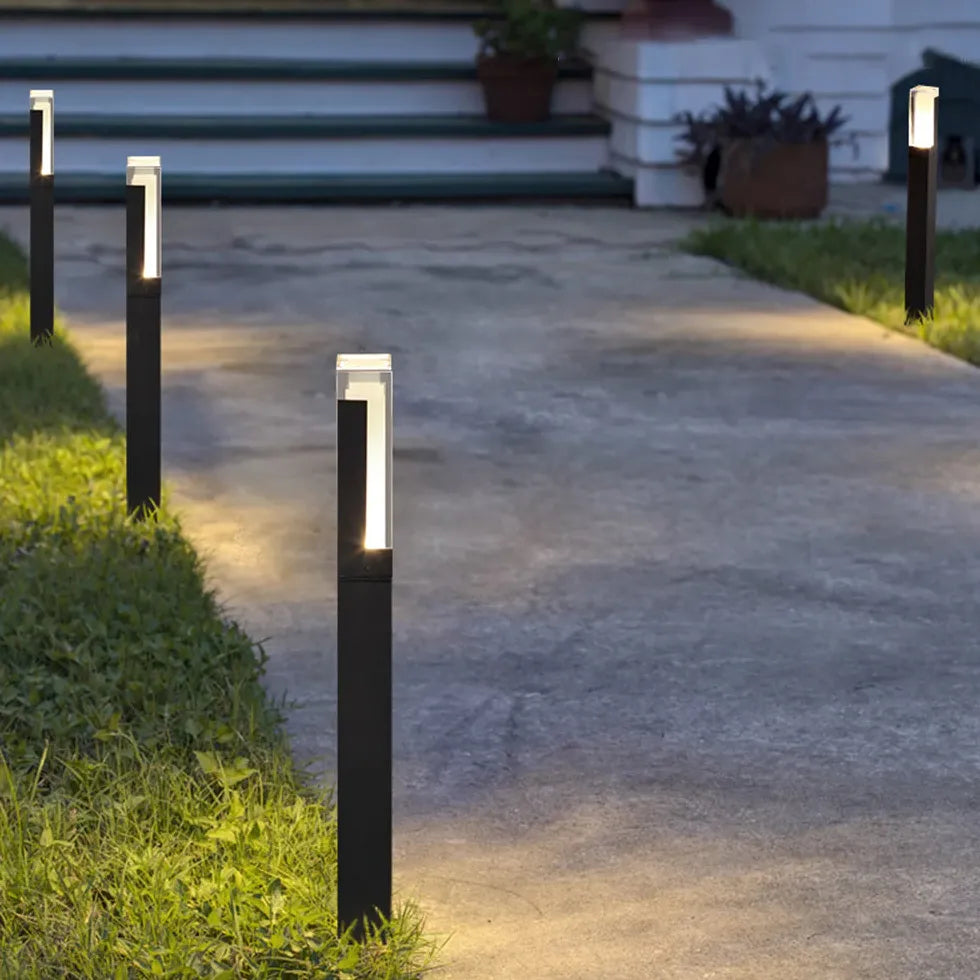 Square Acrylic Solar Bollard Lights - Outdoor Landscape Lighting for Garden, Pathway, Driveway & Patio | Weatherproof Solar Powered LED Lights